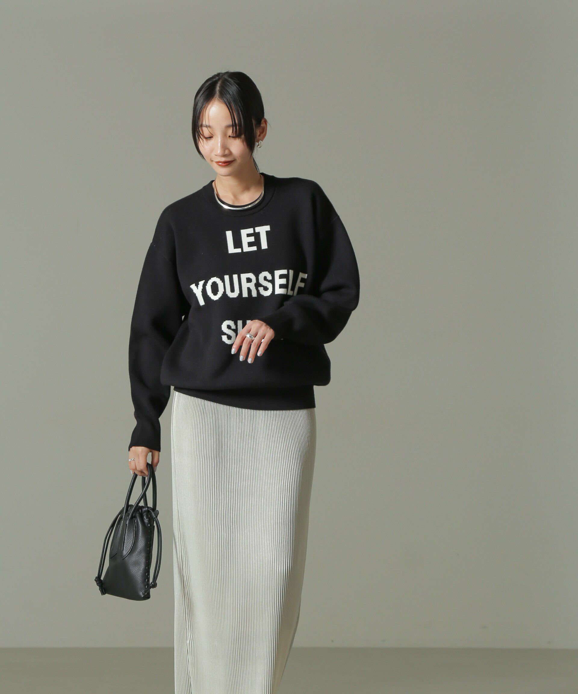 nano･universe「ダブルジャガードロゴニット」|ニット・セーター|