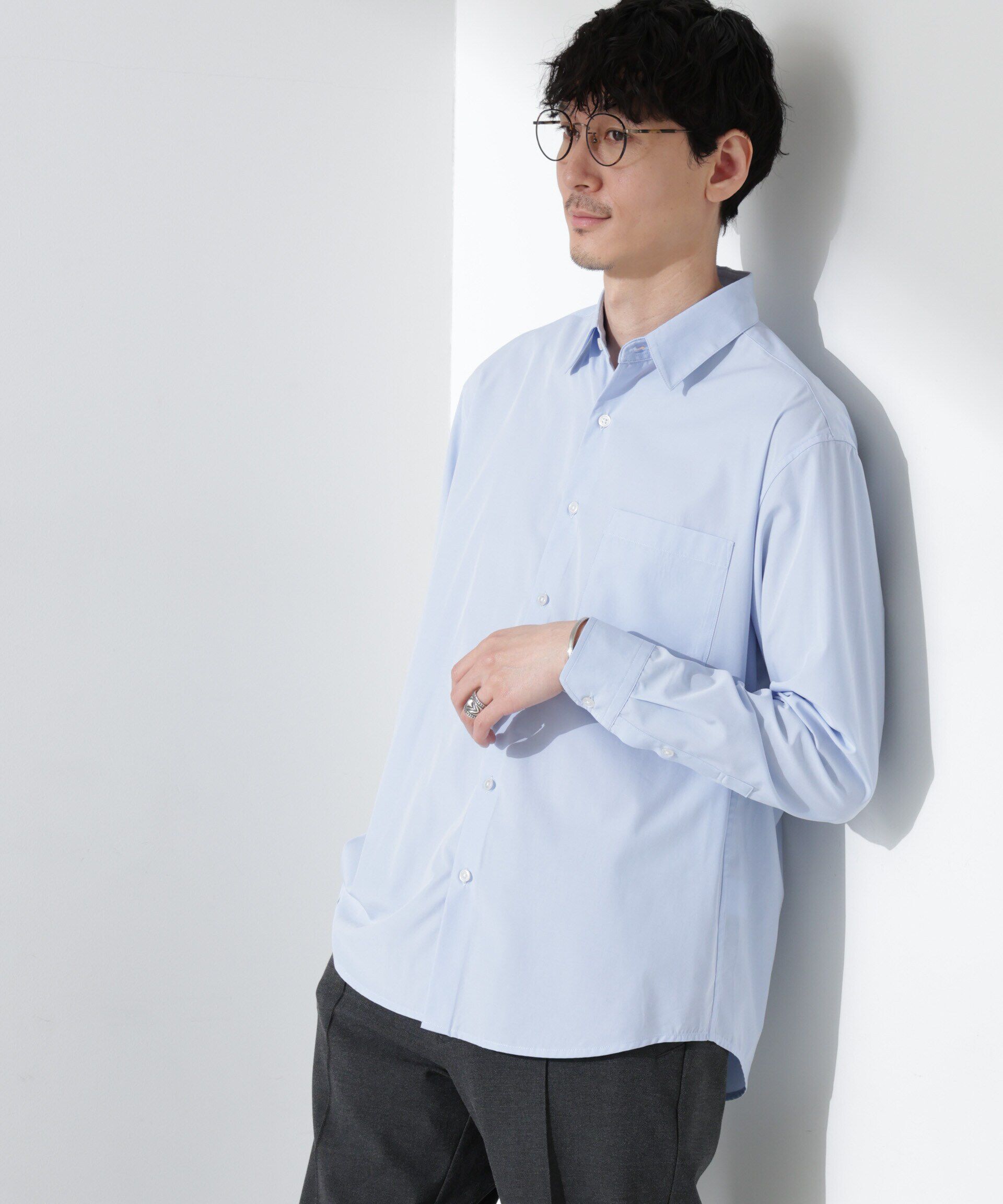 nano･universe「デイリースマート レギュラーカラーシャツ」|シャツ・ブラウス|サックス5