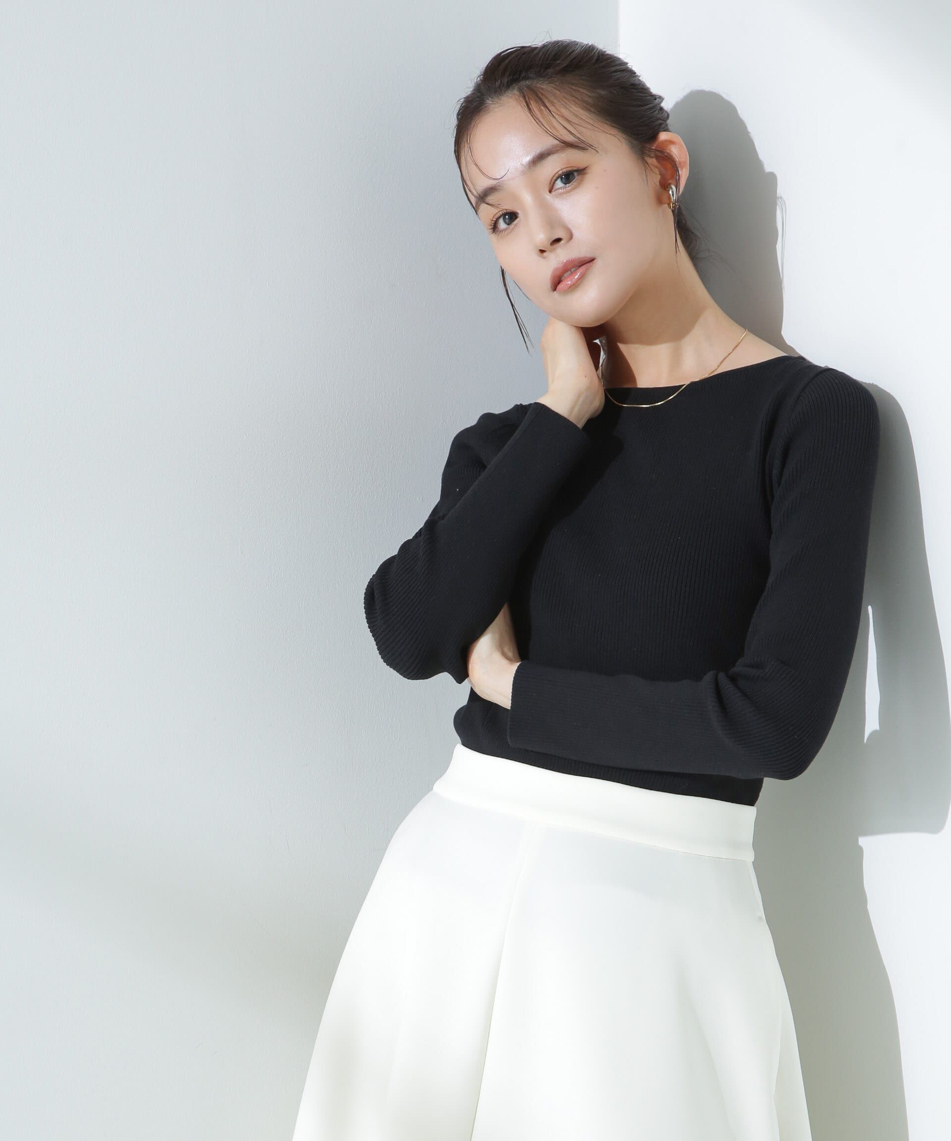 nano･universe「ウォッシャブルハイツイストボートネックリブニット」|ニット・セーター|