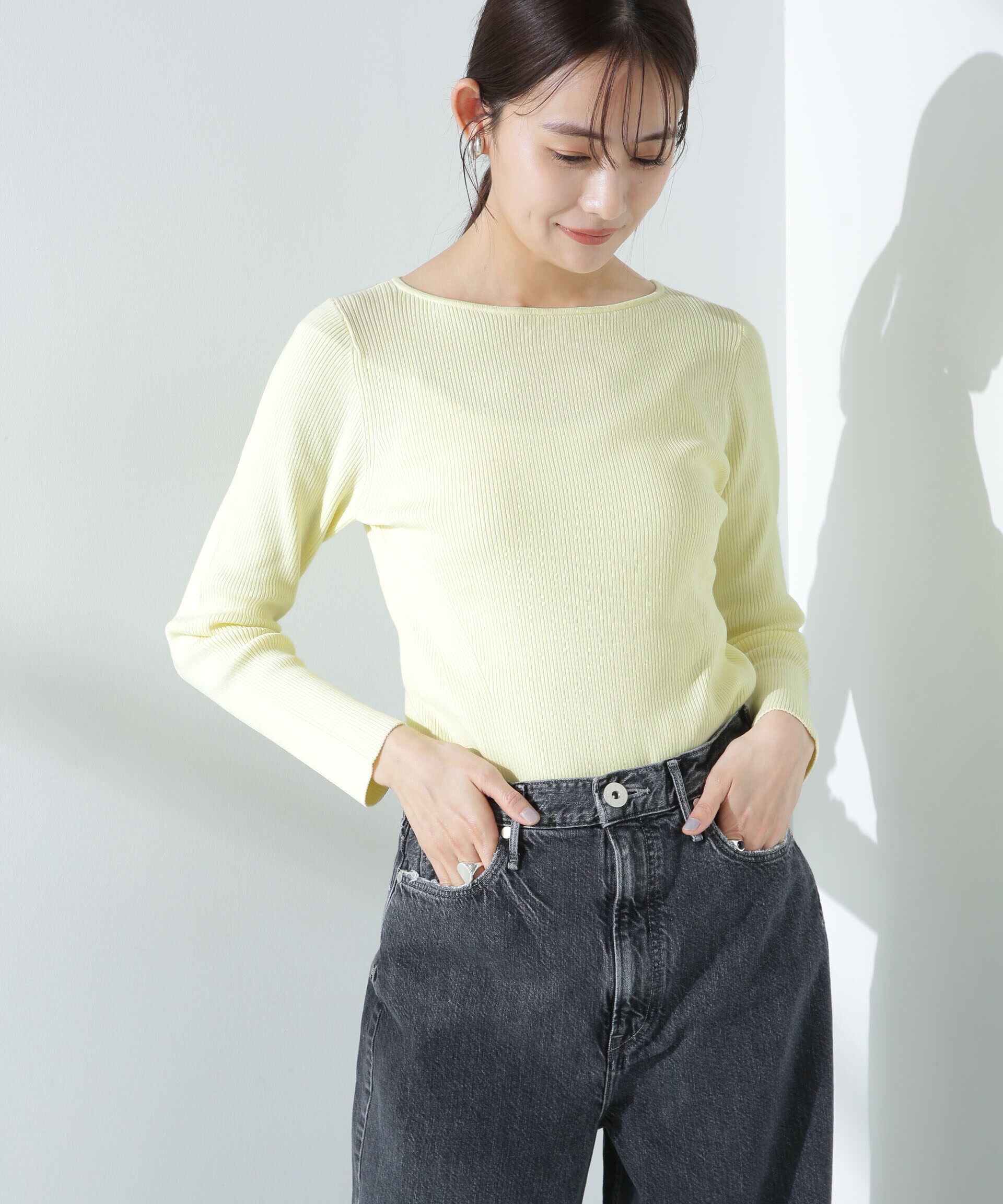 nano･universe「ウォッシャブルハイツイストボートネックリブニット」|ニット・セーター|