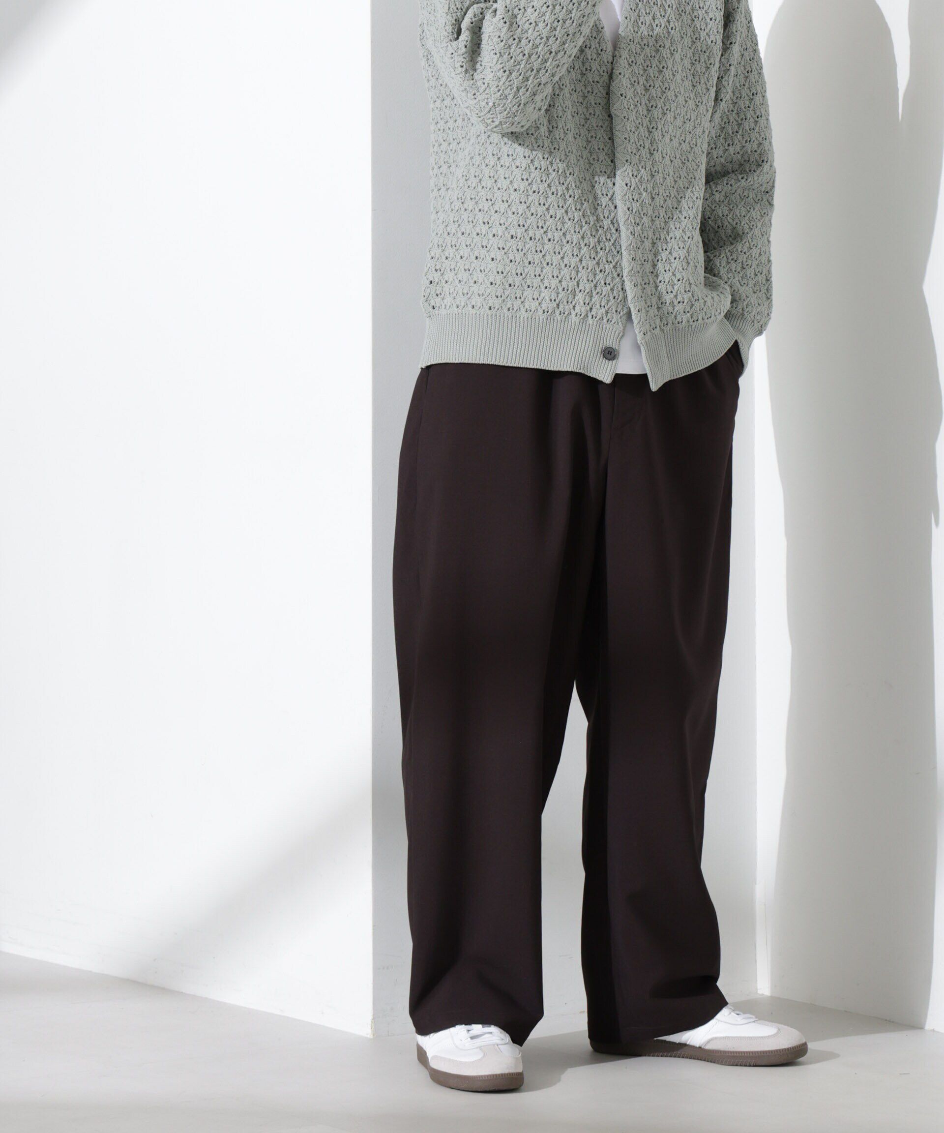 nano･universe「「大人のワイドパンツ」ハイツイストワイドスラックス」|チノ|D.ブラウン2