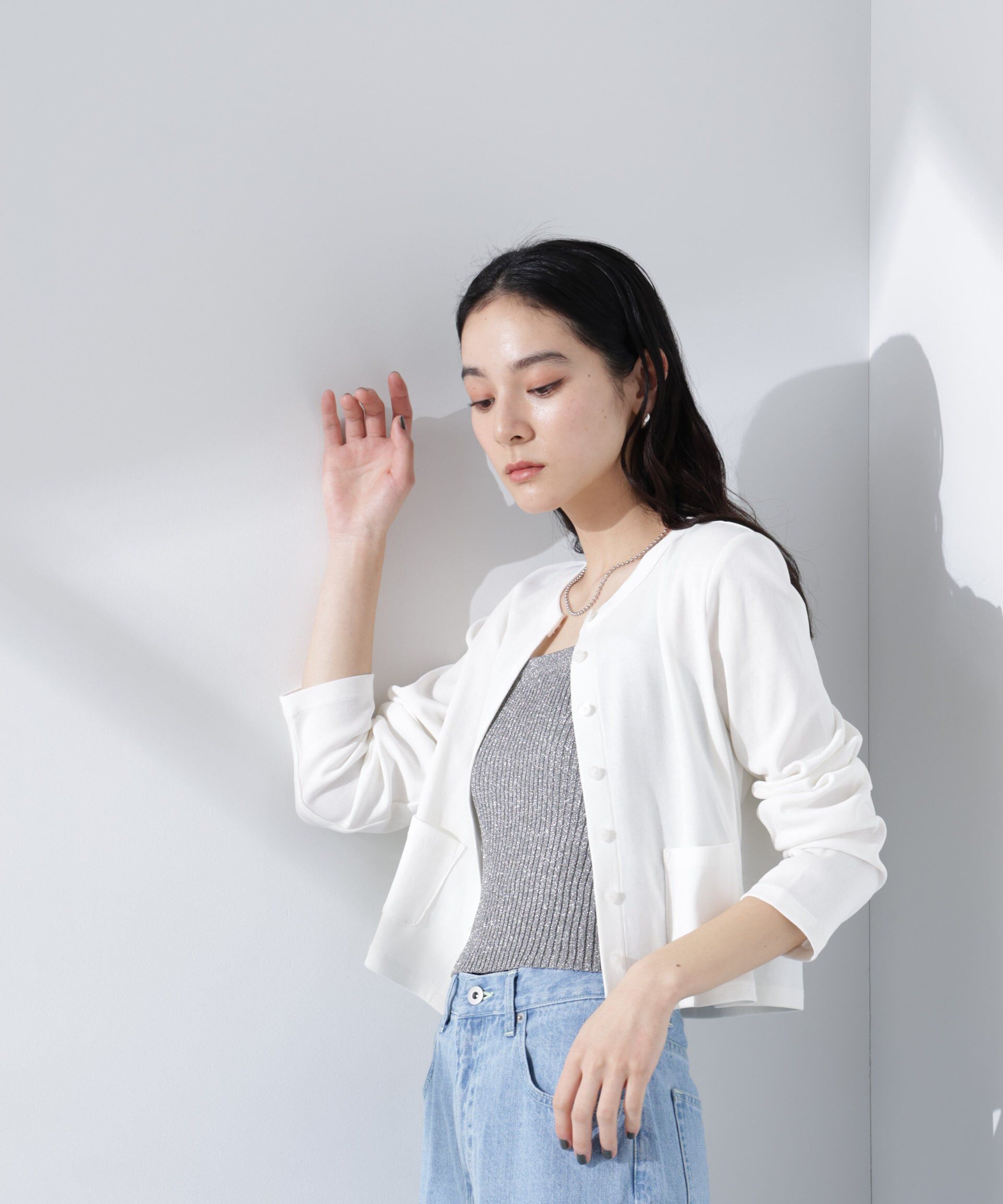 nano･universe「グリッターラメニット2wayビスチェ（セットアップ可）」|ニット・セーター|