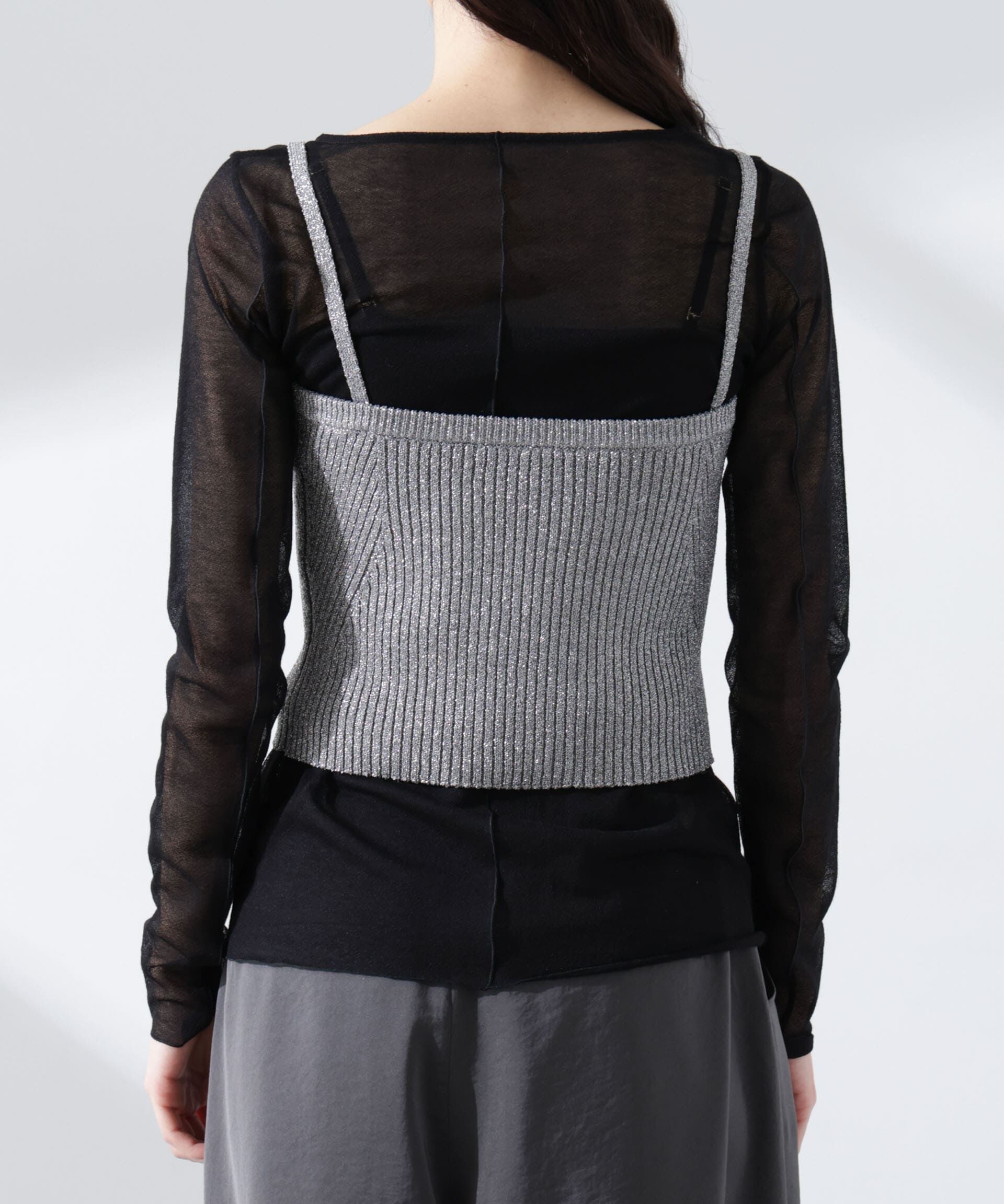 nano･universe「グリッターラメニット2wayビスチェ（セットアップ可）」|ニット・セーター|