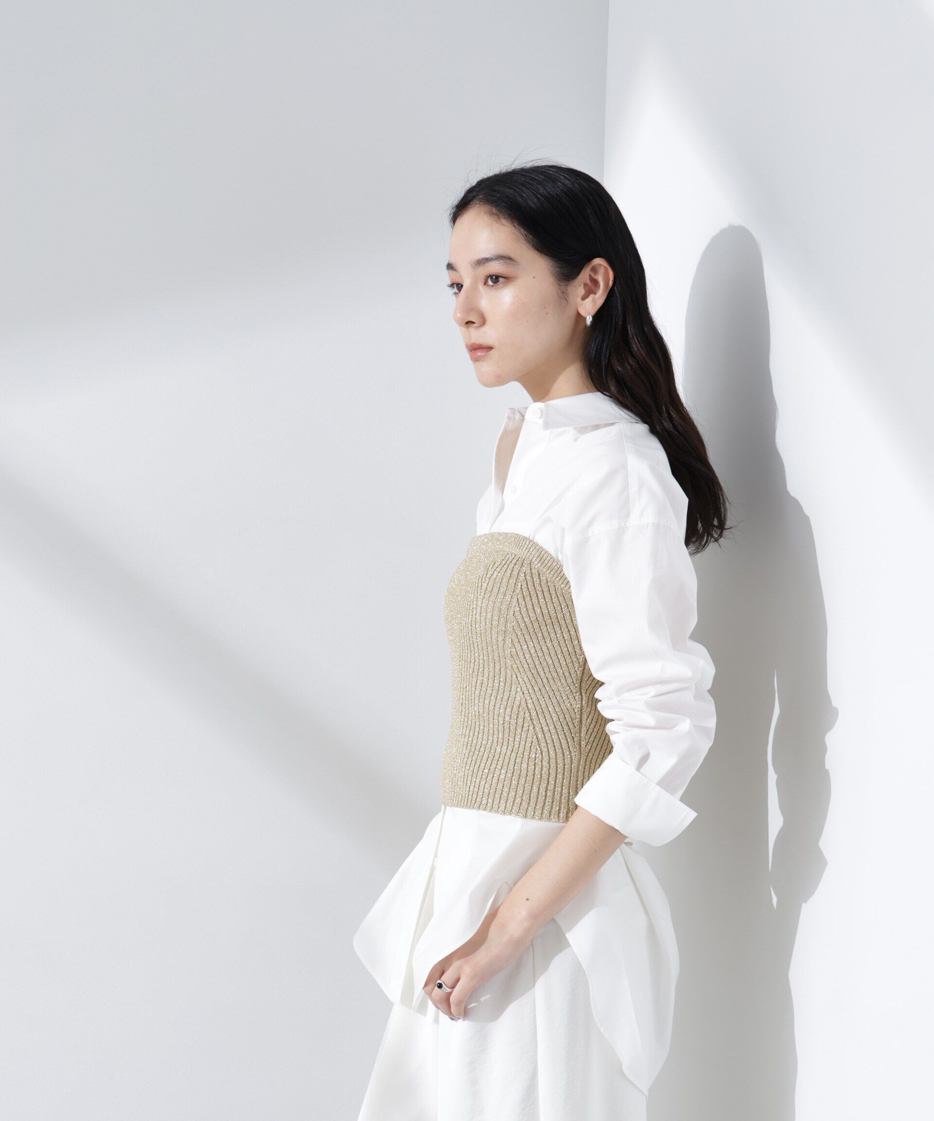 nano･universe「グリッターラメニット2wayビスチェ（セットアップ可）」|ニット・セーター|