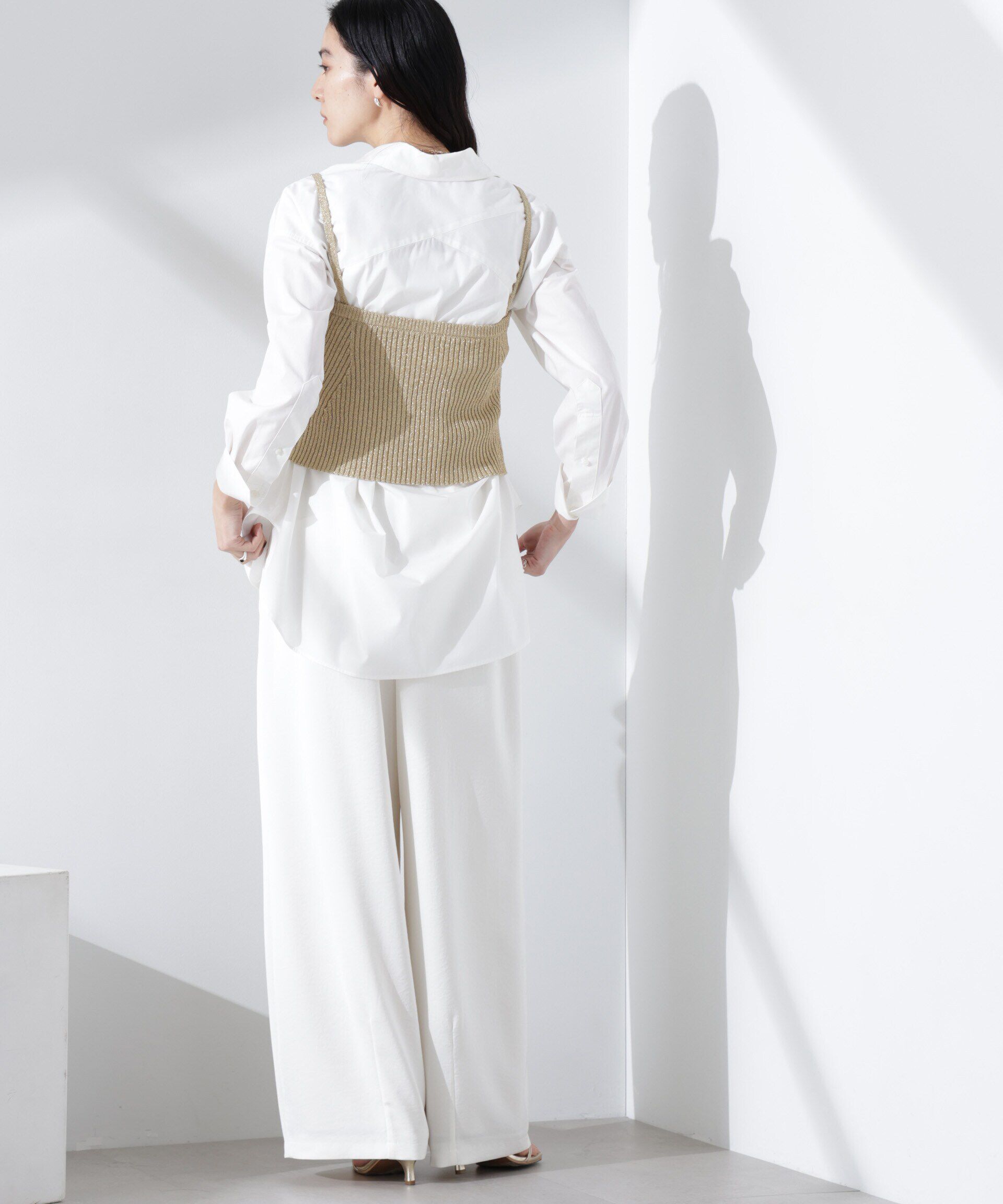 nano･universe「グリッターラメニット2wayビスチェ（セットアップ可）」|ニット・セーター|