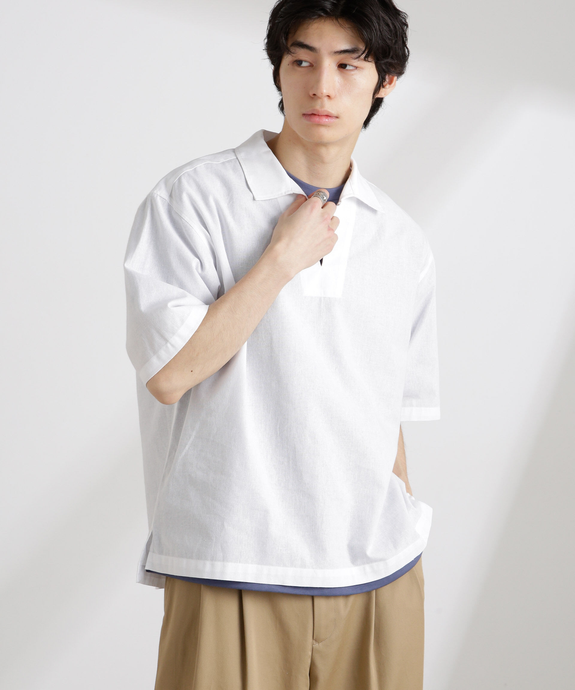 nano･universe「クールマックスリネンスキッパー」|シャツ・ブラウス|