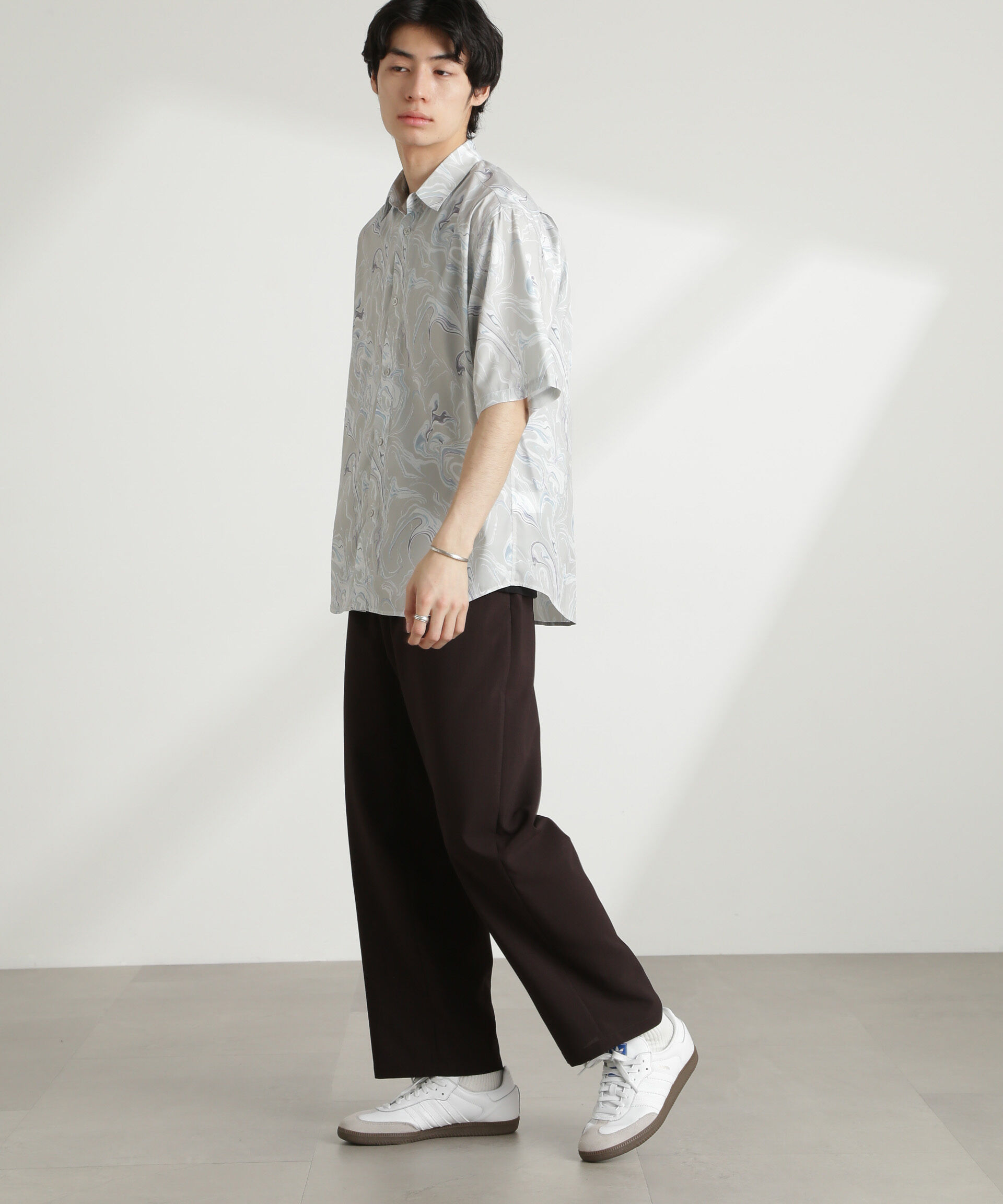 nano･universe「マーブルパターンシャツ 半袖」|シャツ・ブラウス|