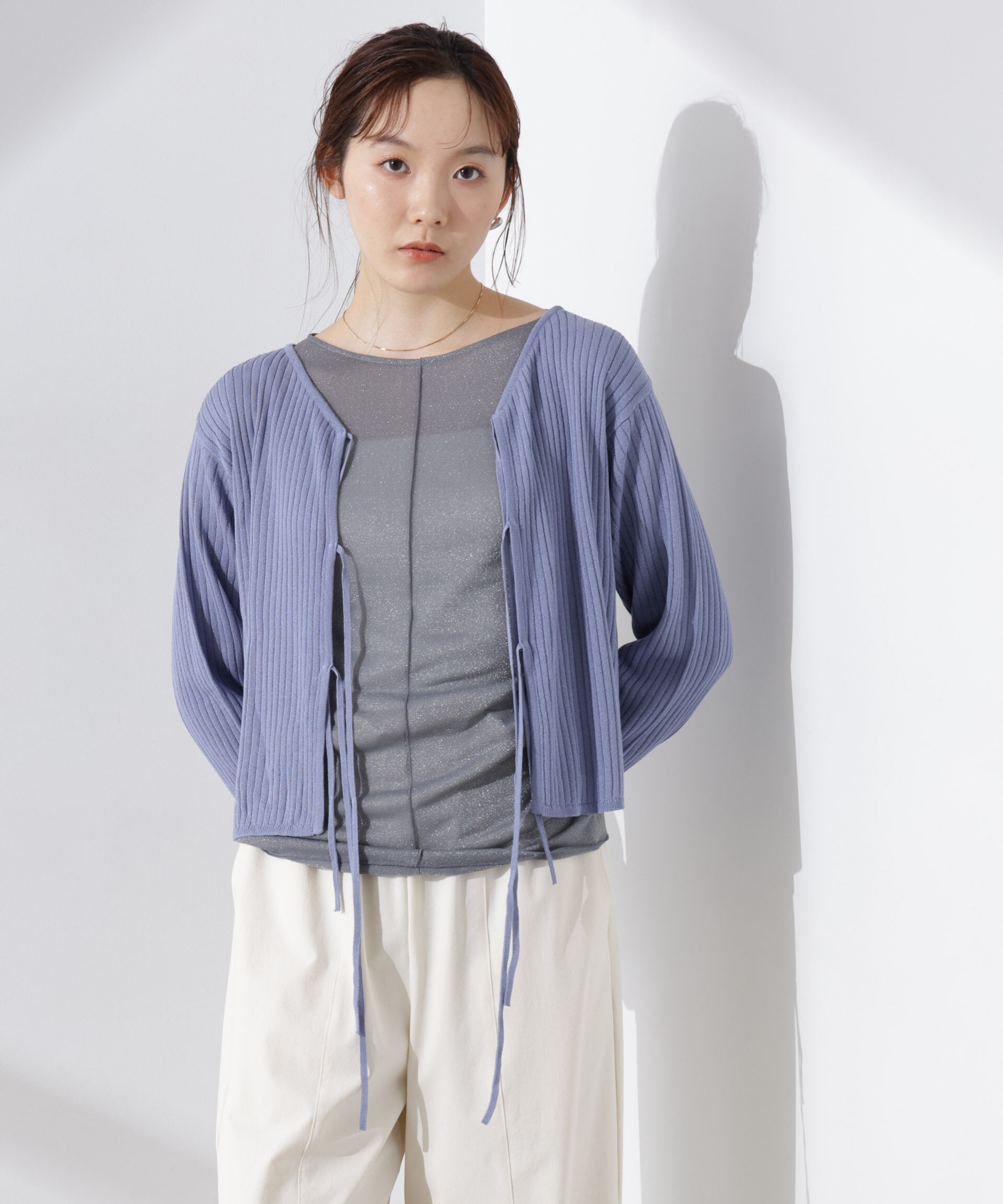 nano･universe「前後2wayリボン開きカーディガン」|ニット・セーター|