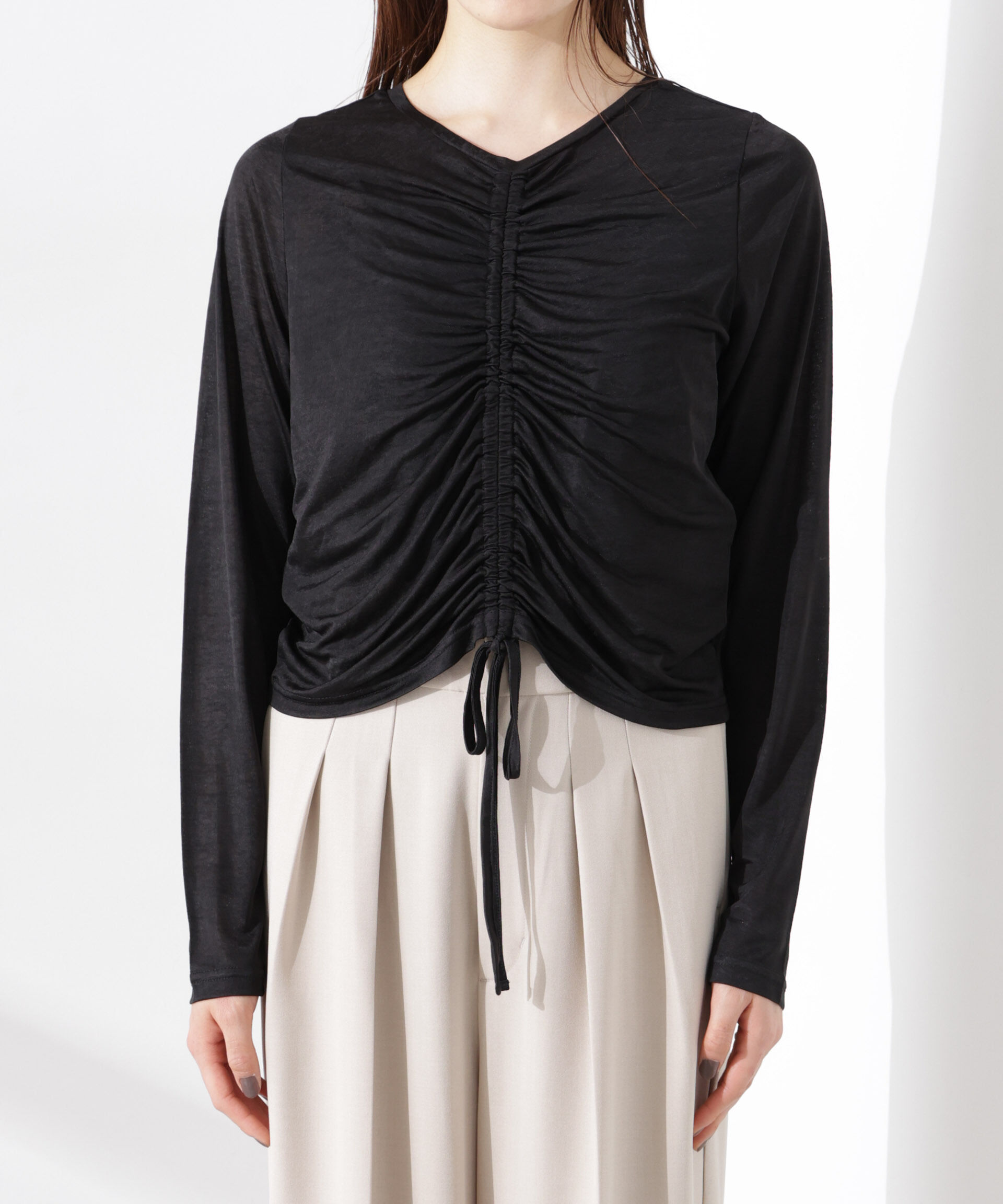 nano･universe「前後2wayフロントシャーリングトップス」|Tシャツ・カットソー|