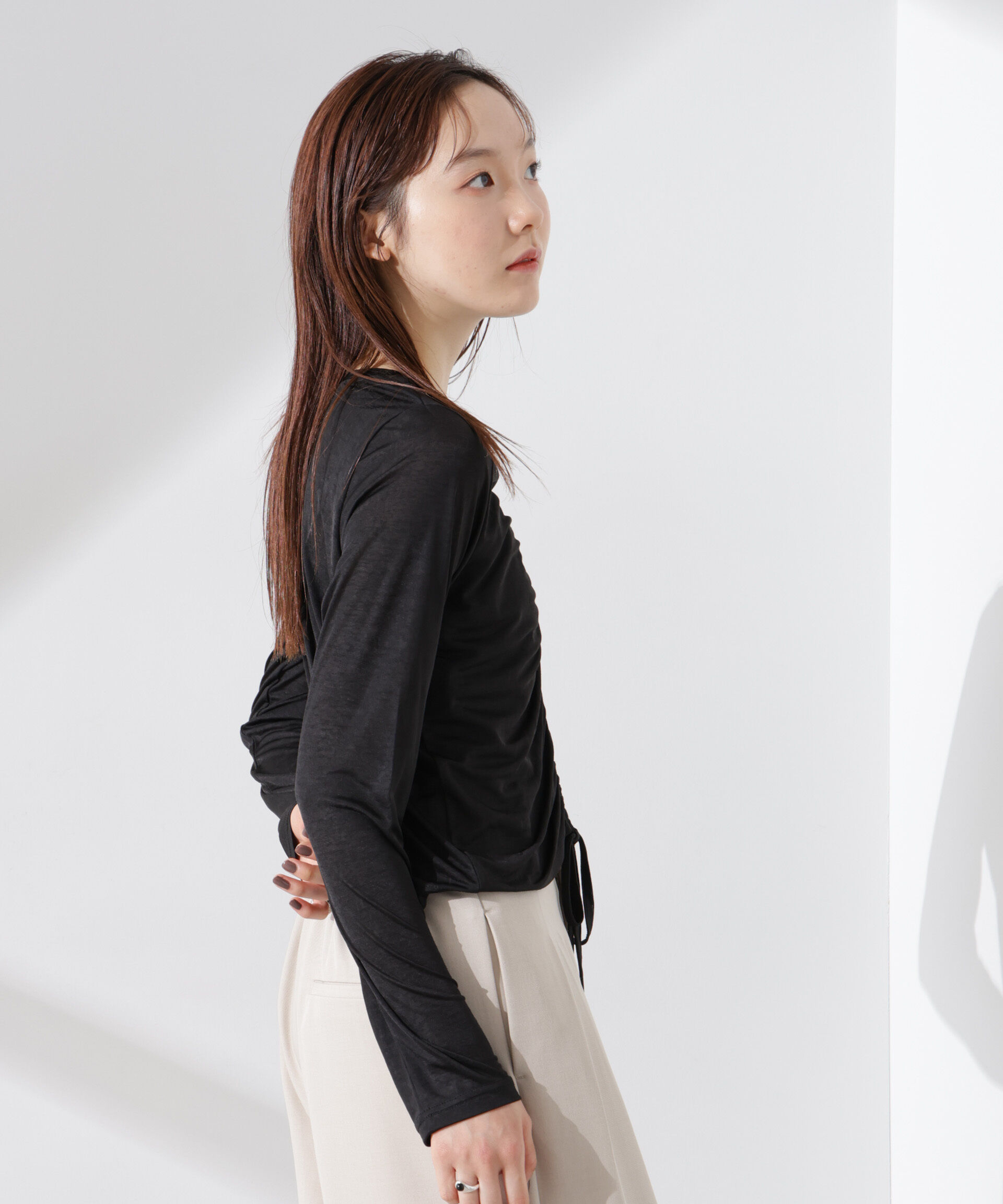 nano･universe「前後2wayフロントシャーリングトップス」|Tシャツ・カットソー|