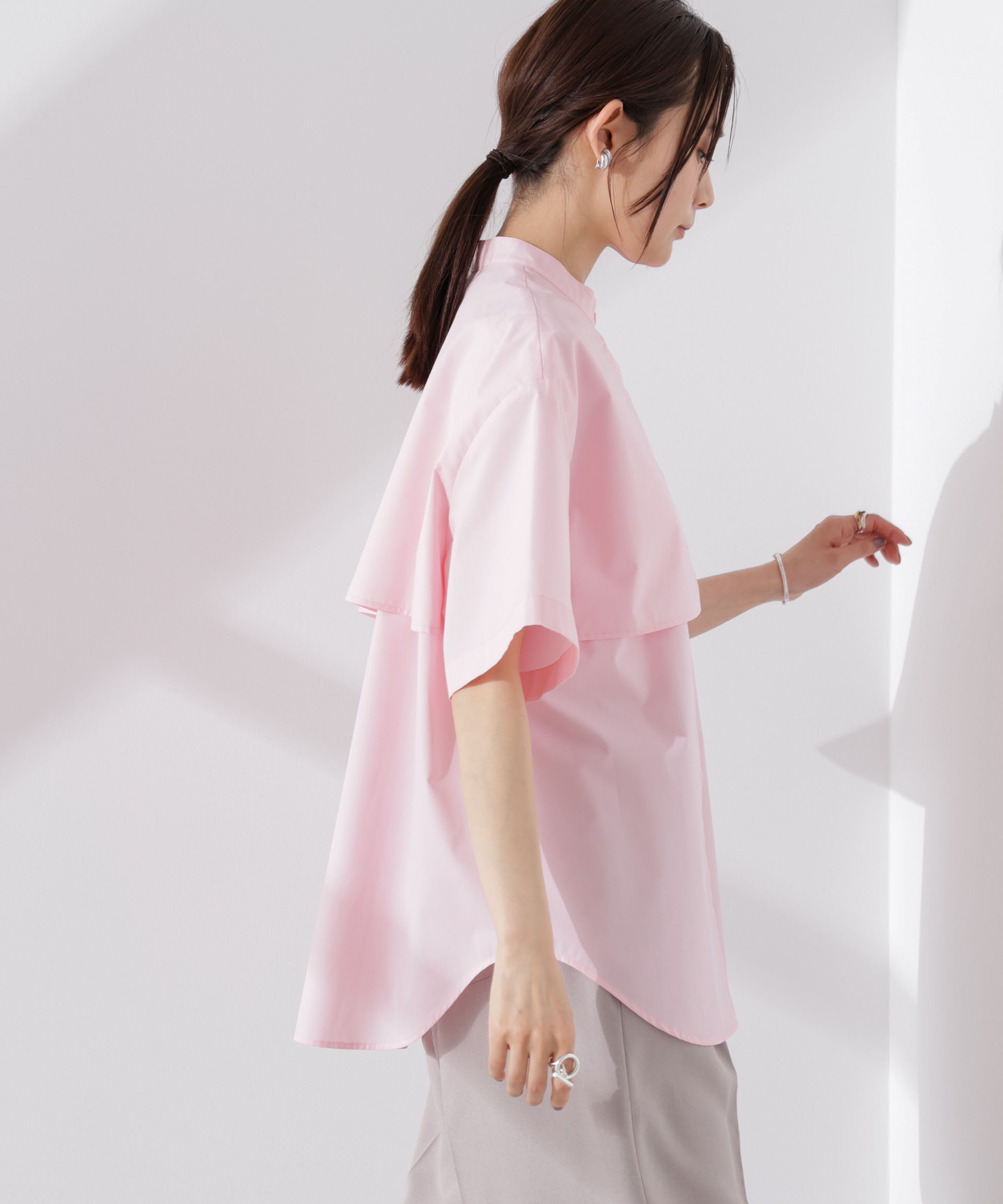 nano･universe「ケープディティール半袖シャツ」|シャツ・ブラウス|