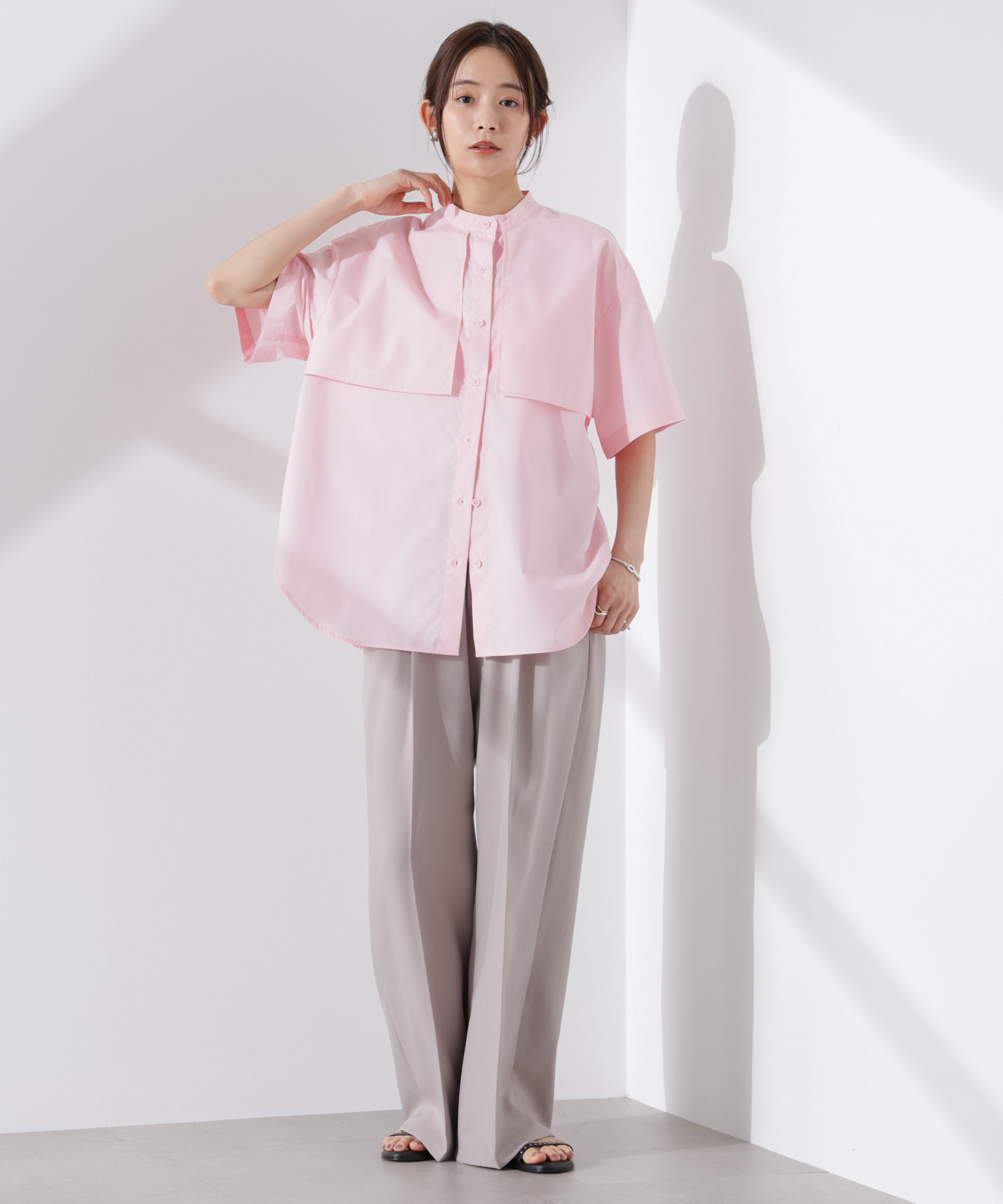 nano･universe「ケープディティール半袖シャツ」|シャツ・ブラウス|