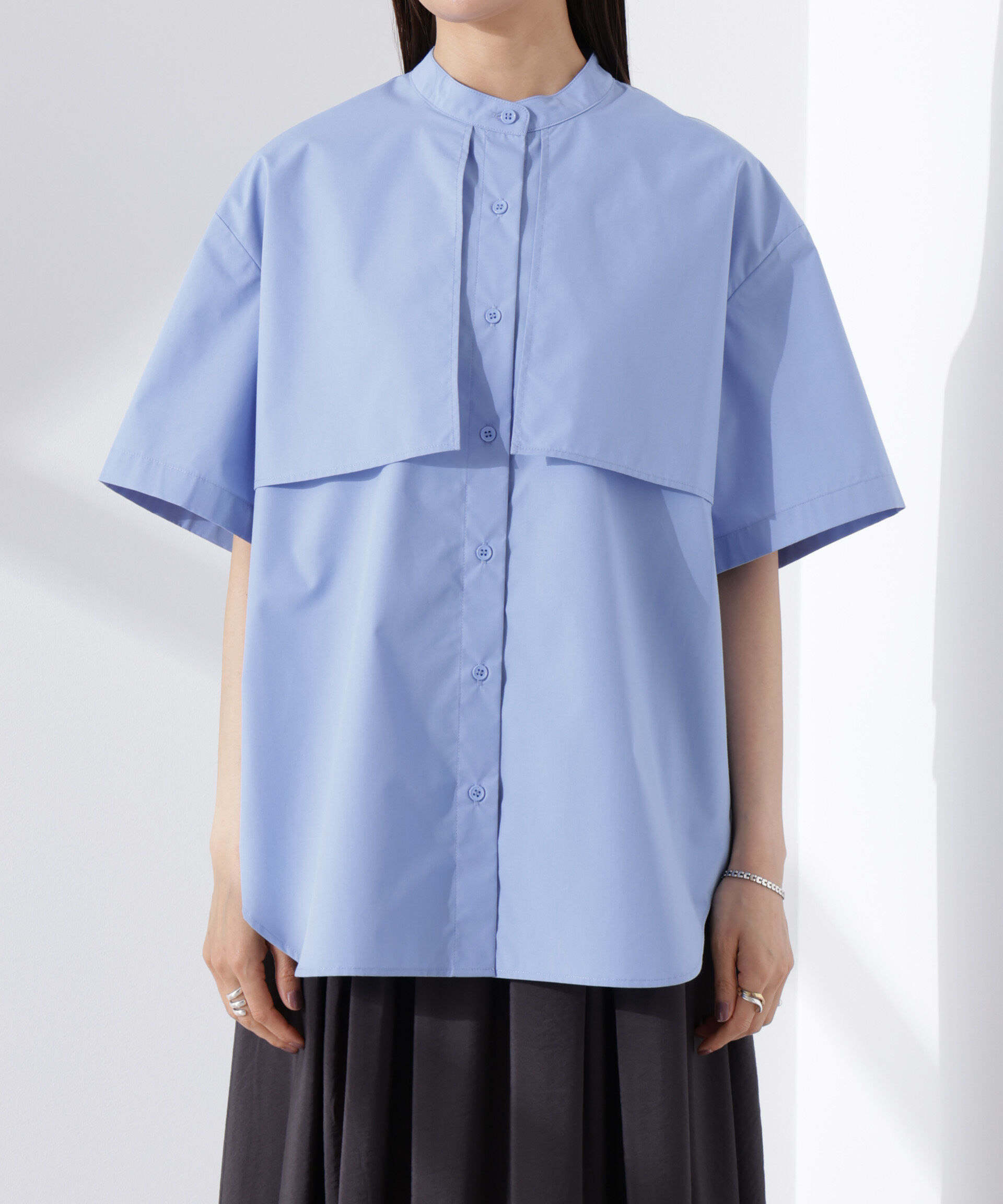 nano･universe「ケープディティール半袖シャツ」|シャツ・ブラウス|