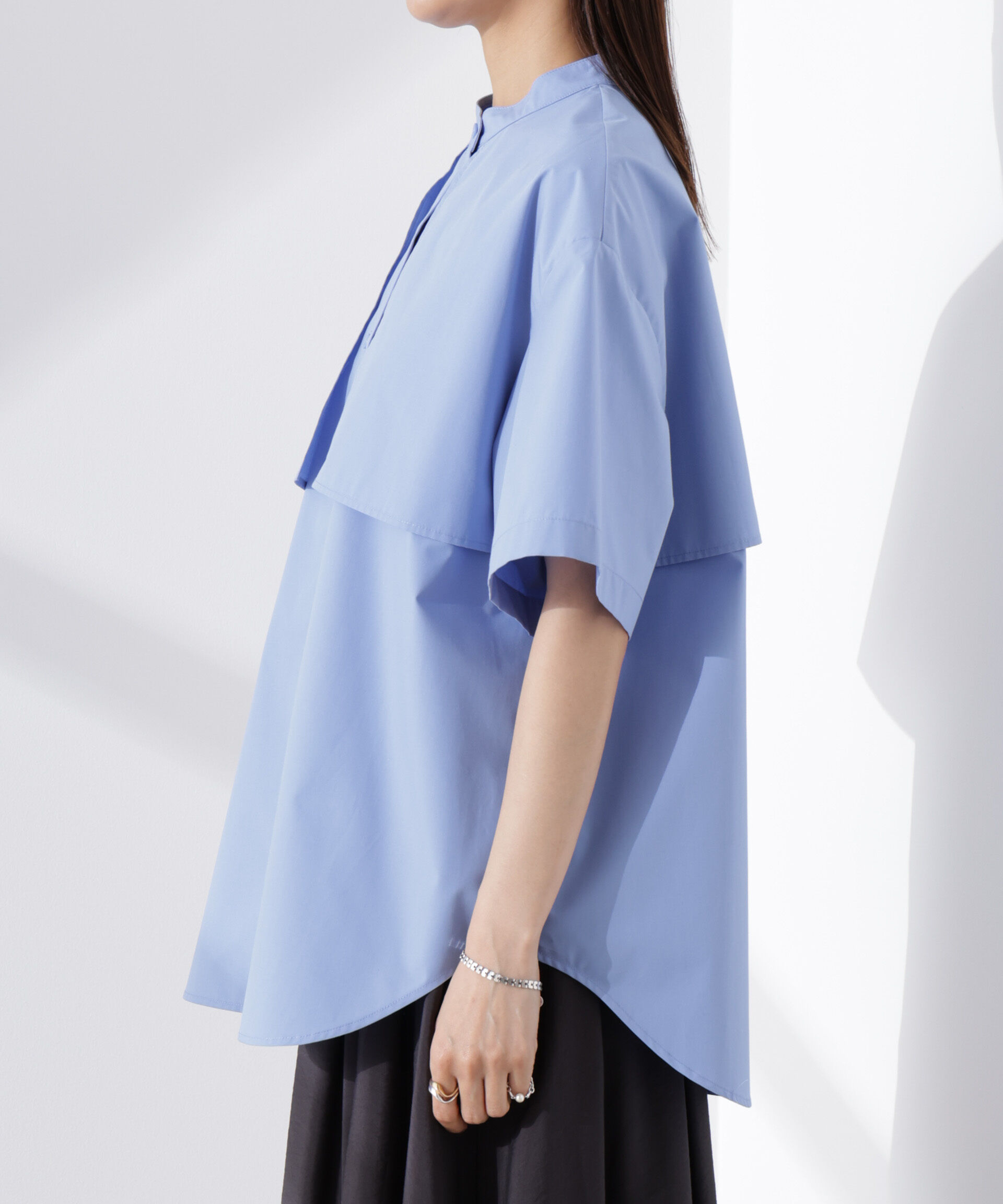 nano･universe「ケープディティール半袖シャツ」|シャツ・ブラウス|