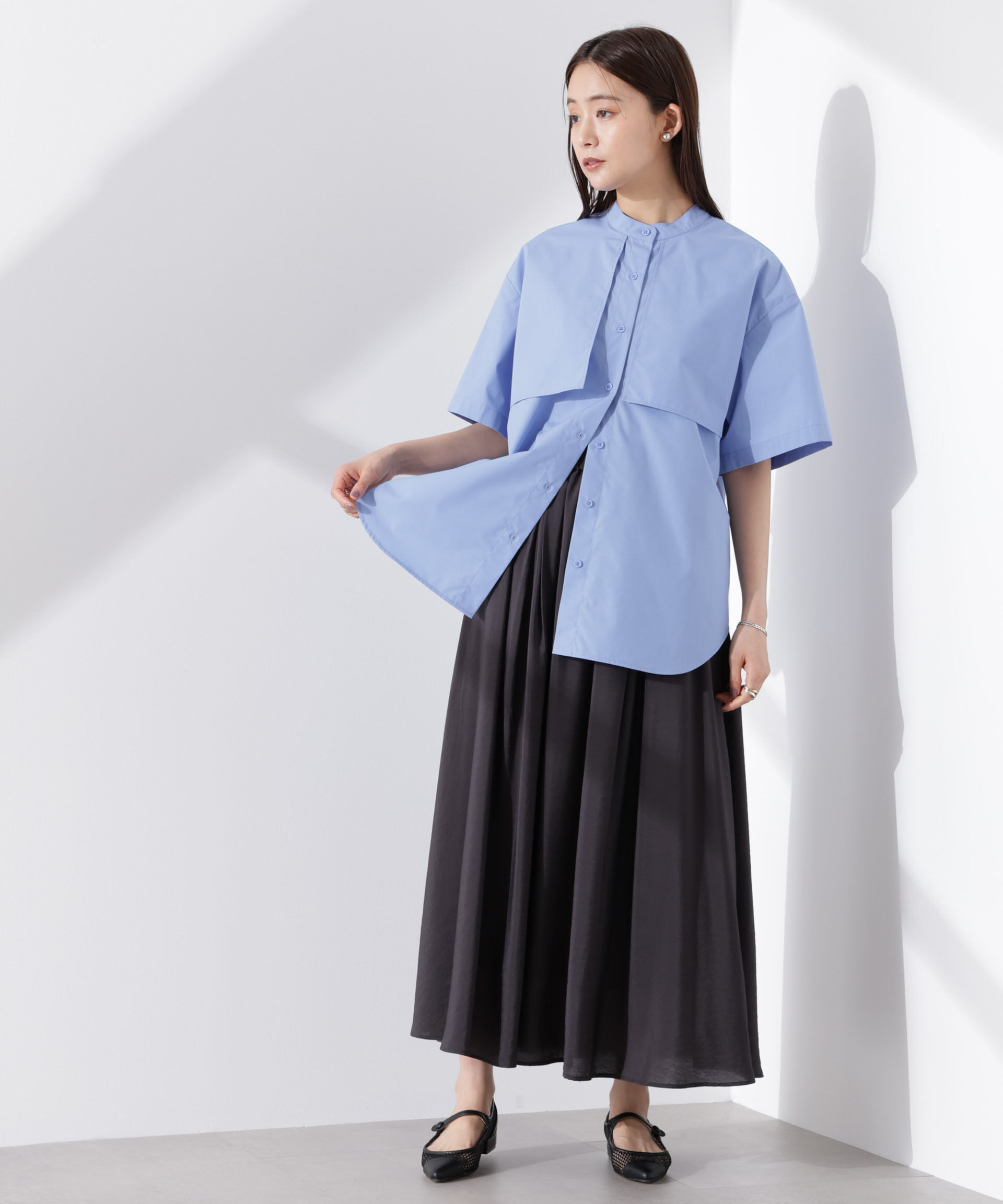 nano･universe「ケープディティール半袖シャツ」|シャツ・ブラウス|