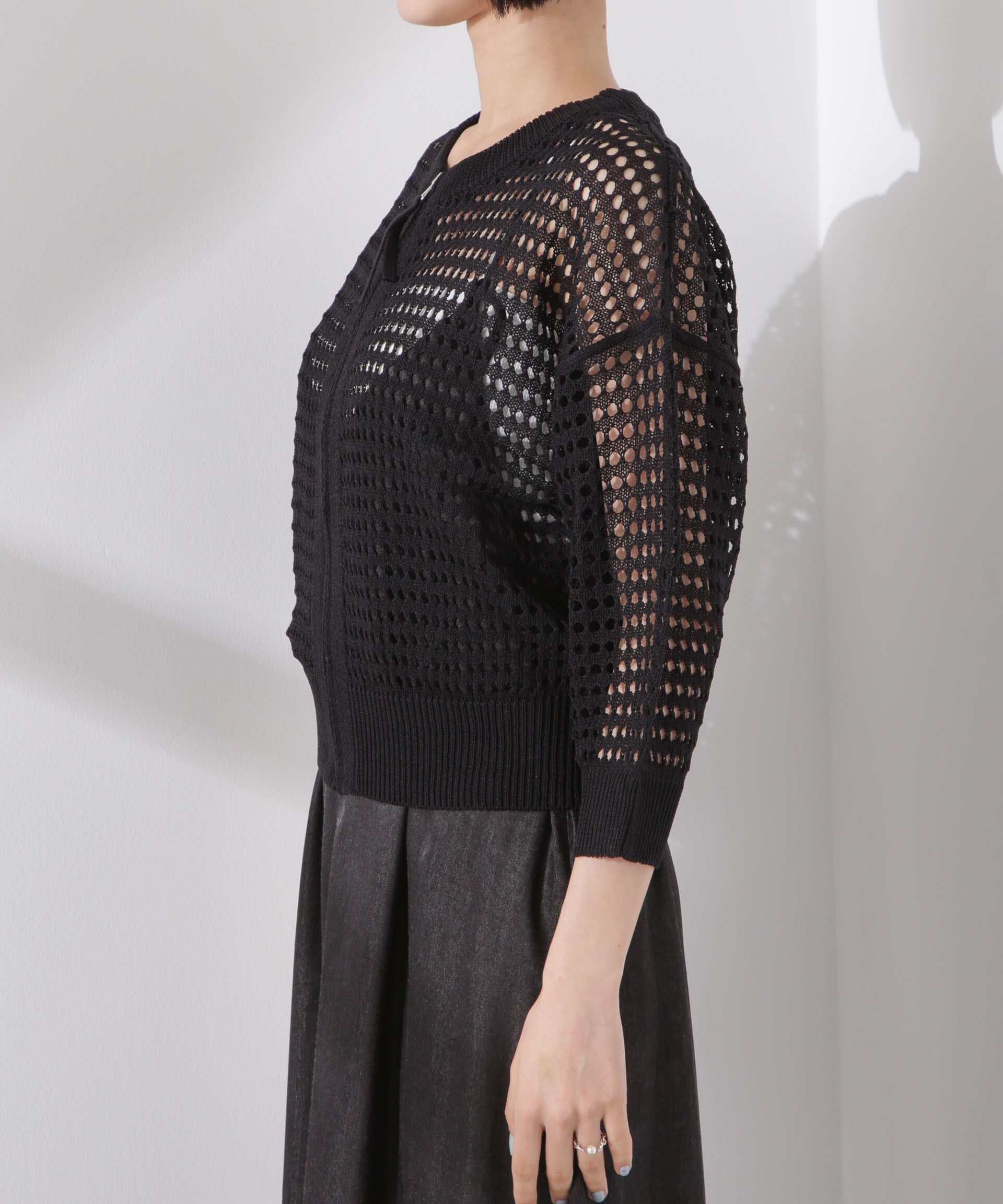 nano･universe「メッシュニットジップカーディガン」|ニット・セーター|