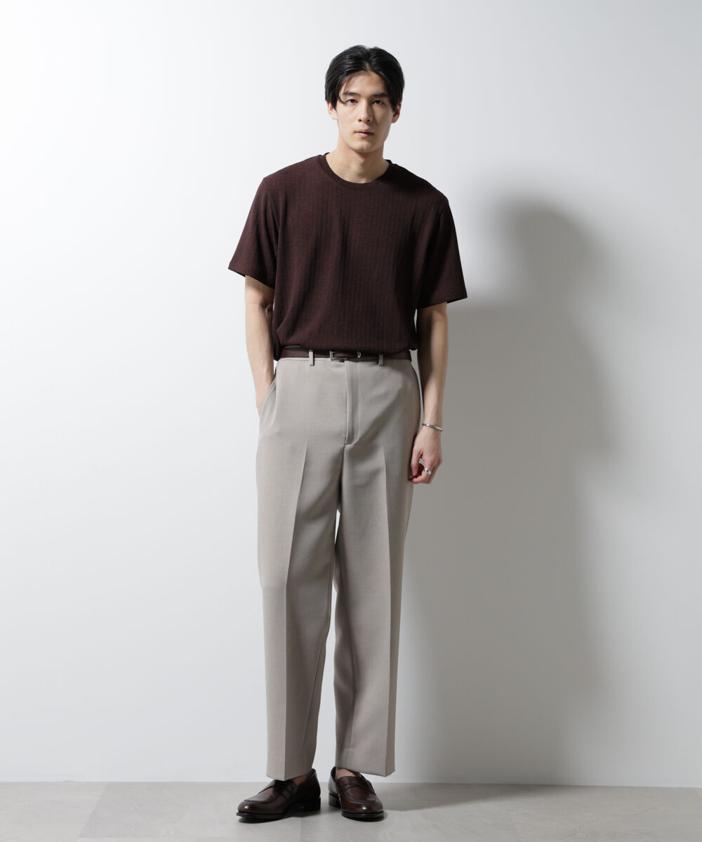 nano･universe「｢Damerino｣ヘリンボンクルーネックTシャツ/防シワ・吸水速乾・UVカット」|Tシャツ・カットソー|