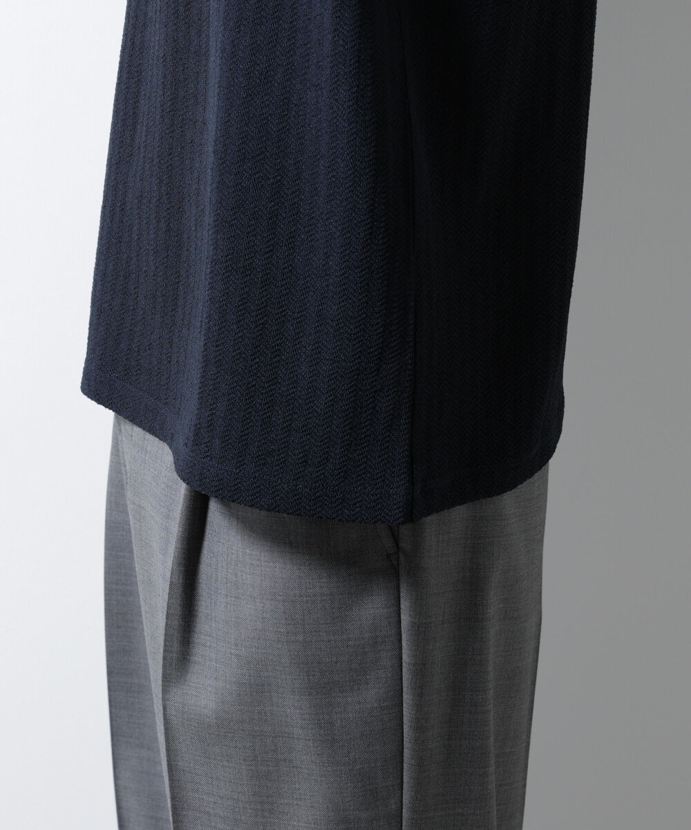 nano･universe「｢Damerino｣ヘリンボンクルーネックTシャツ/防シワ・吸水速乾・UVカット」|Tシャツ・カットソー|