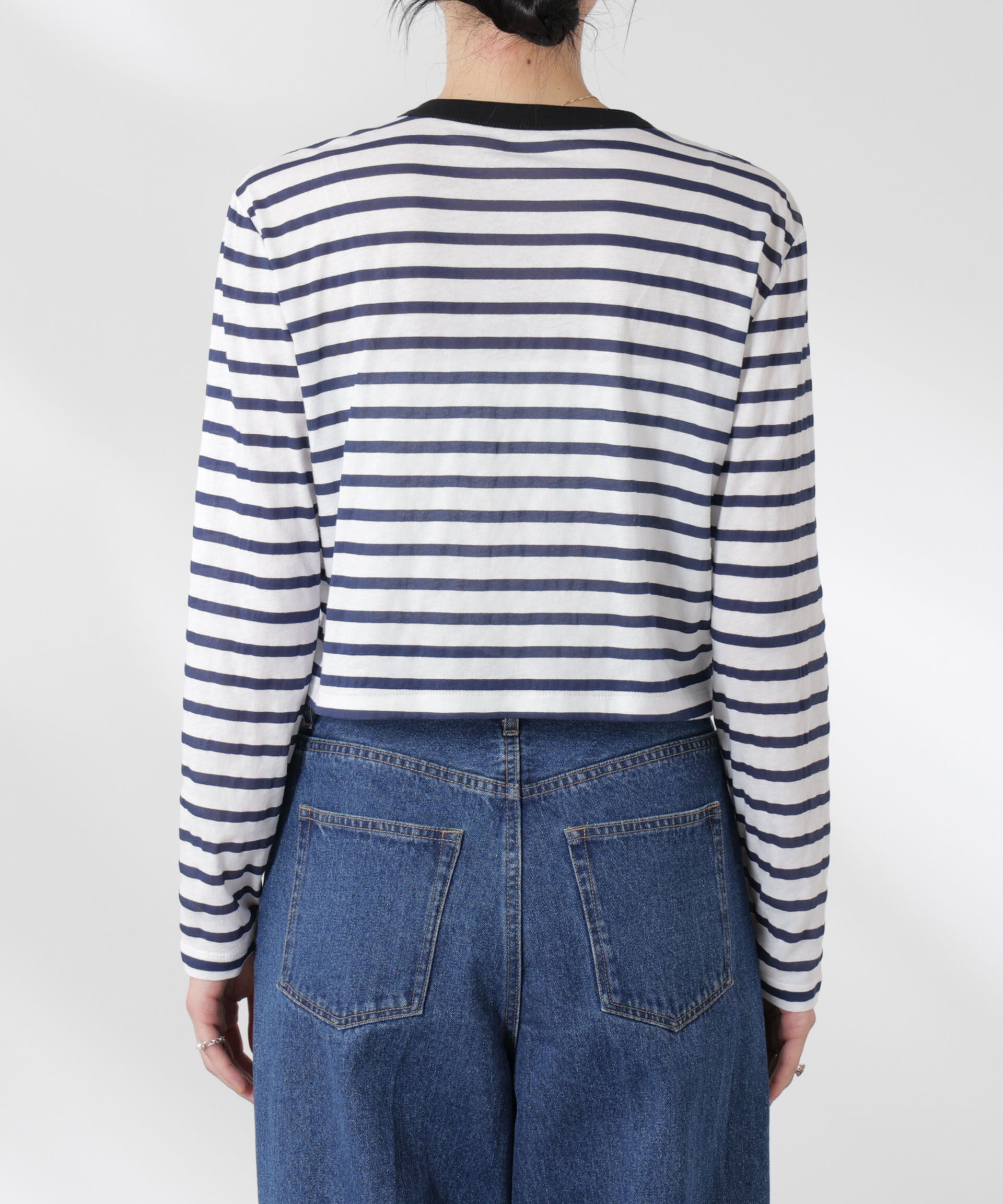 nano･universe「ボーダーシアーコットンカーディガン」|Tシャツ・カットソー|