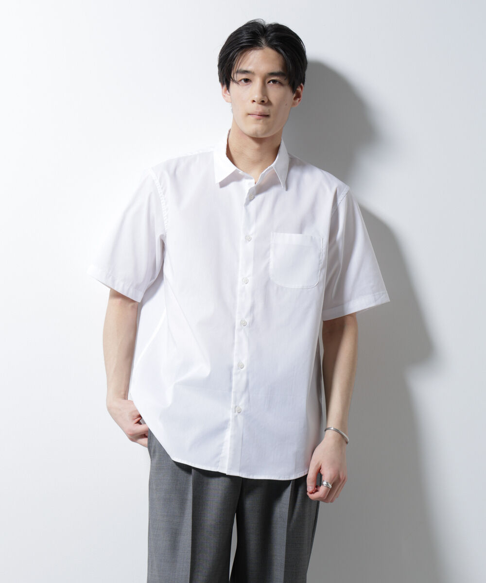 nano･universe「｢ICE FLOW LINEN｣レギュラーカラーシャツ 半袖」|シャツ・ブラウス|ホワイト