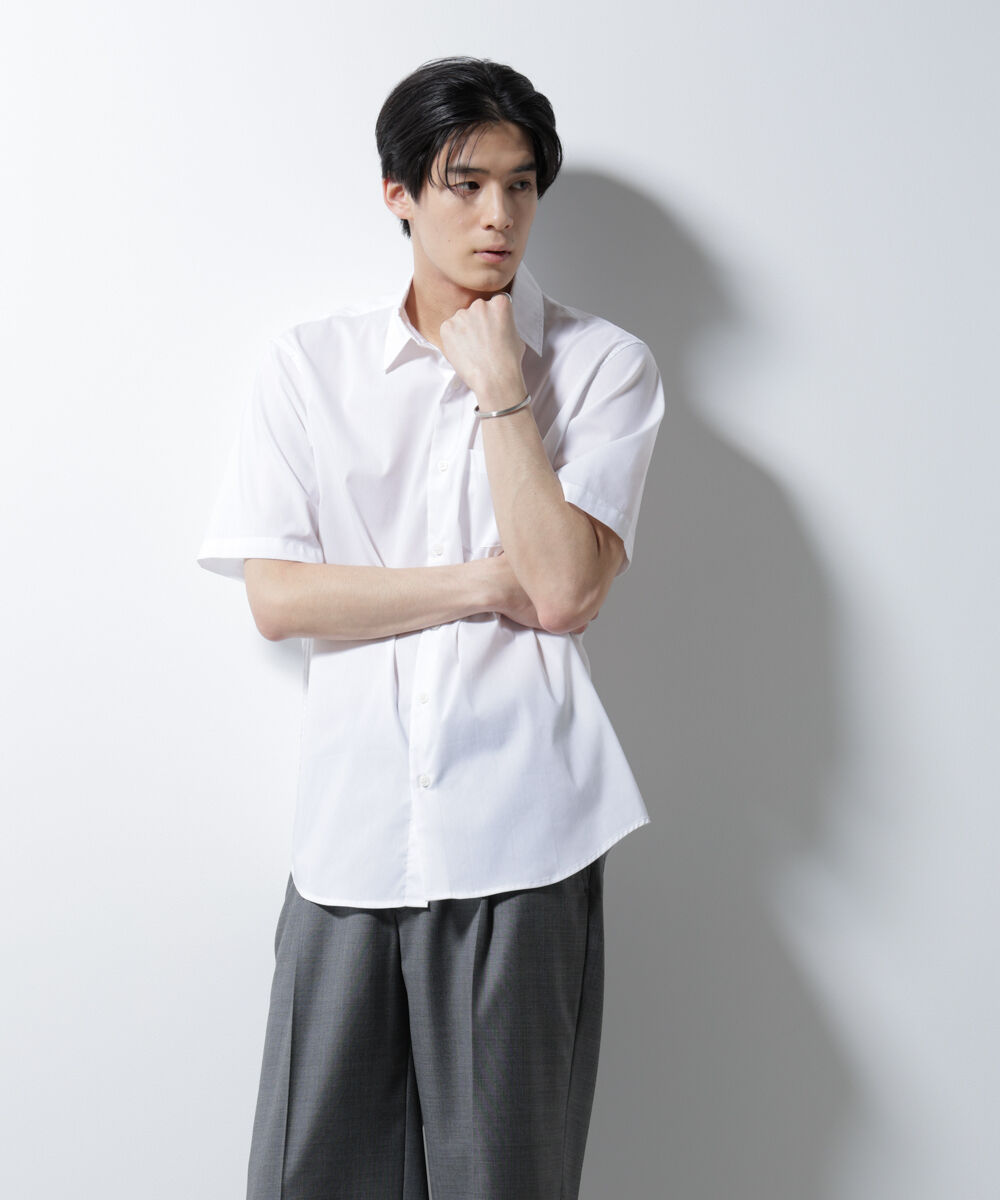 nano･universe「｢ICE FLOW LINEN｣レギュラーカラーシャツ 半袖」|シャツ・ブラウス|