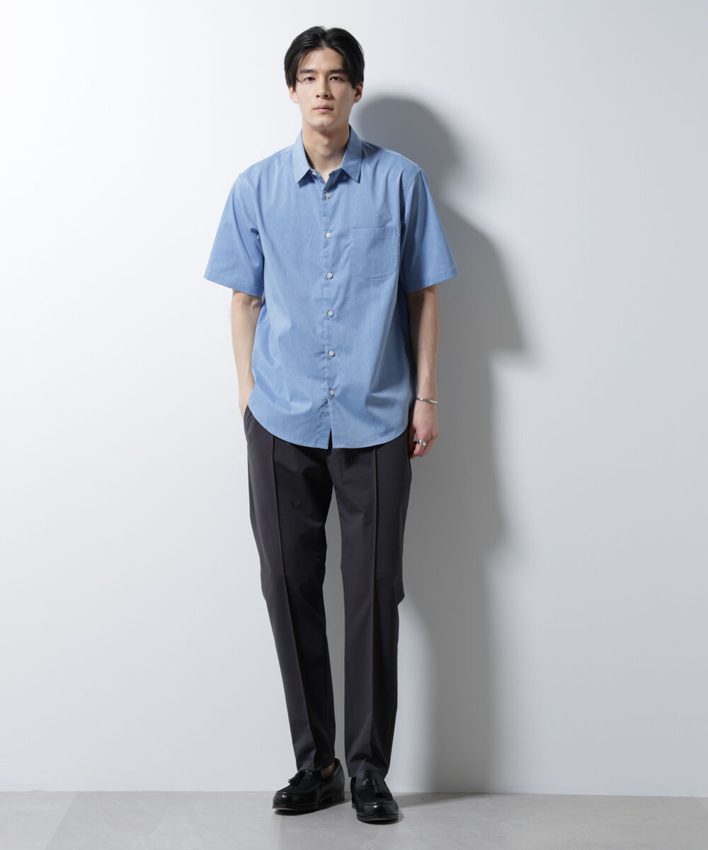 nano･universe「｢ICE FLOW LINEN｣レギュラーカラーシャツ 半袖」|シャツ・ブラウス|