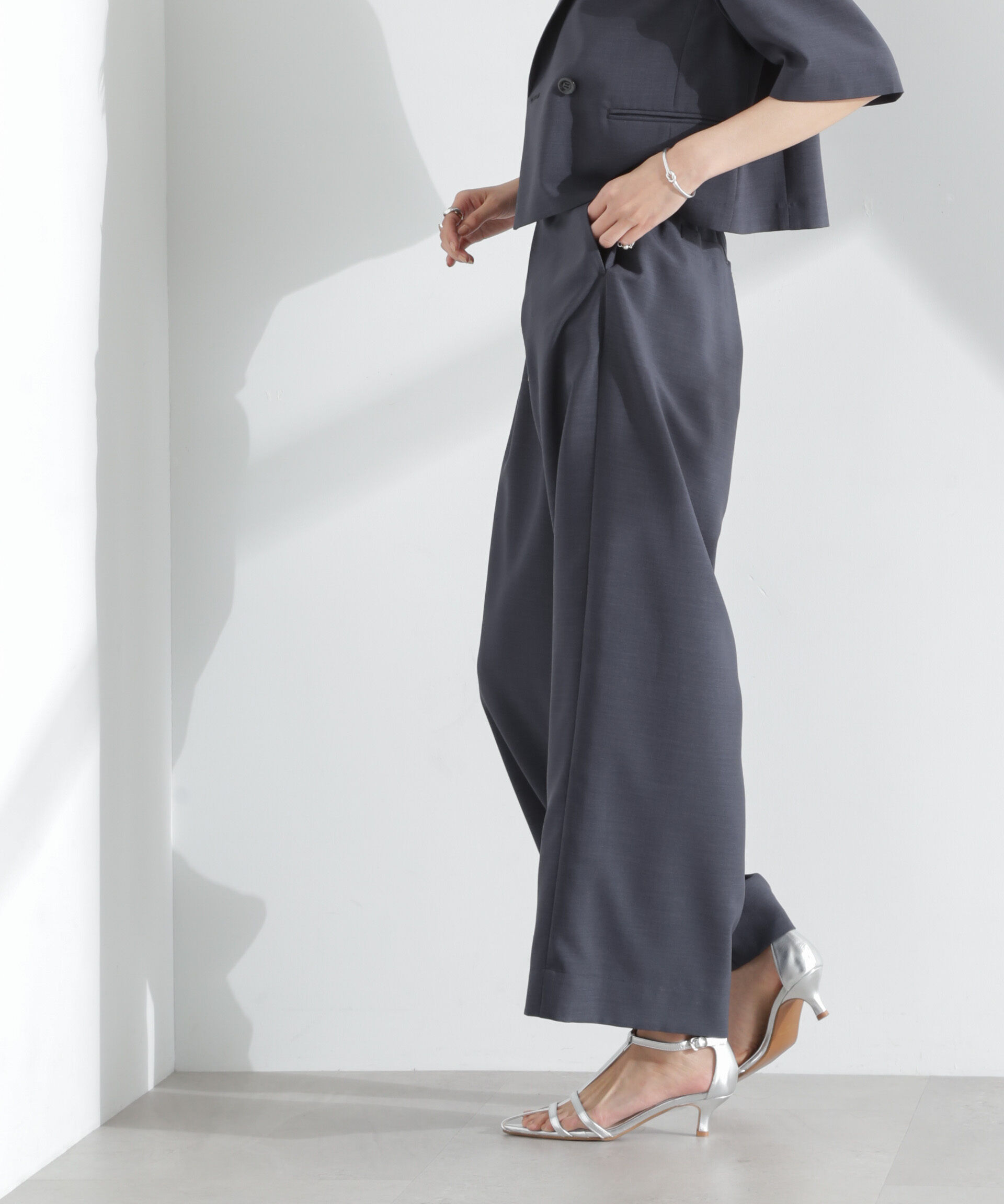 nano･universe「メランジドライ イージーワイドパンツ(セットアップ可)」|チノ|