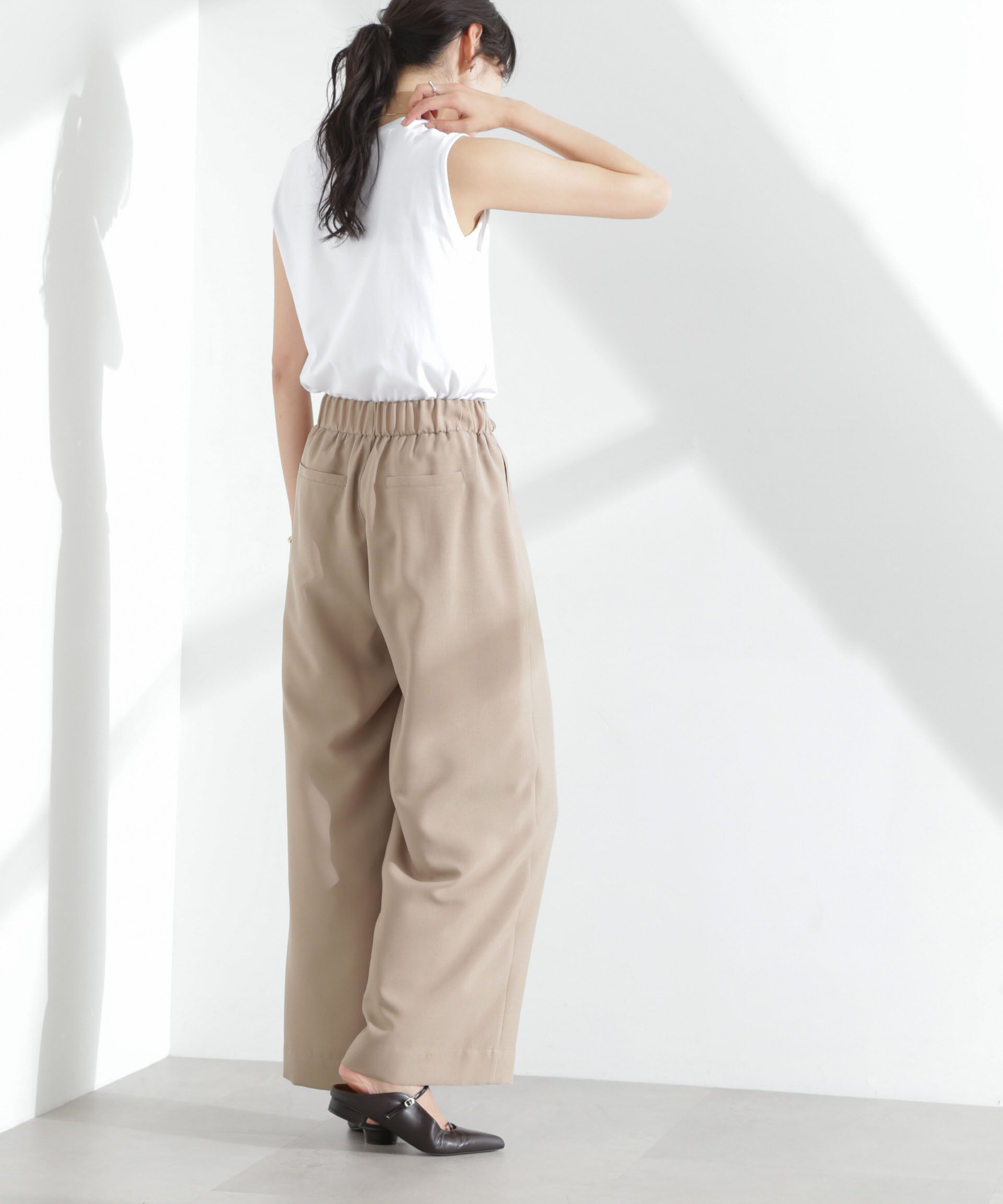 nano･universe「メランジドライ イージーワイドパンツ(セットアップ可)」|チノ|