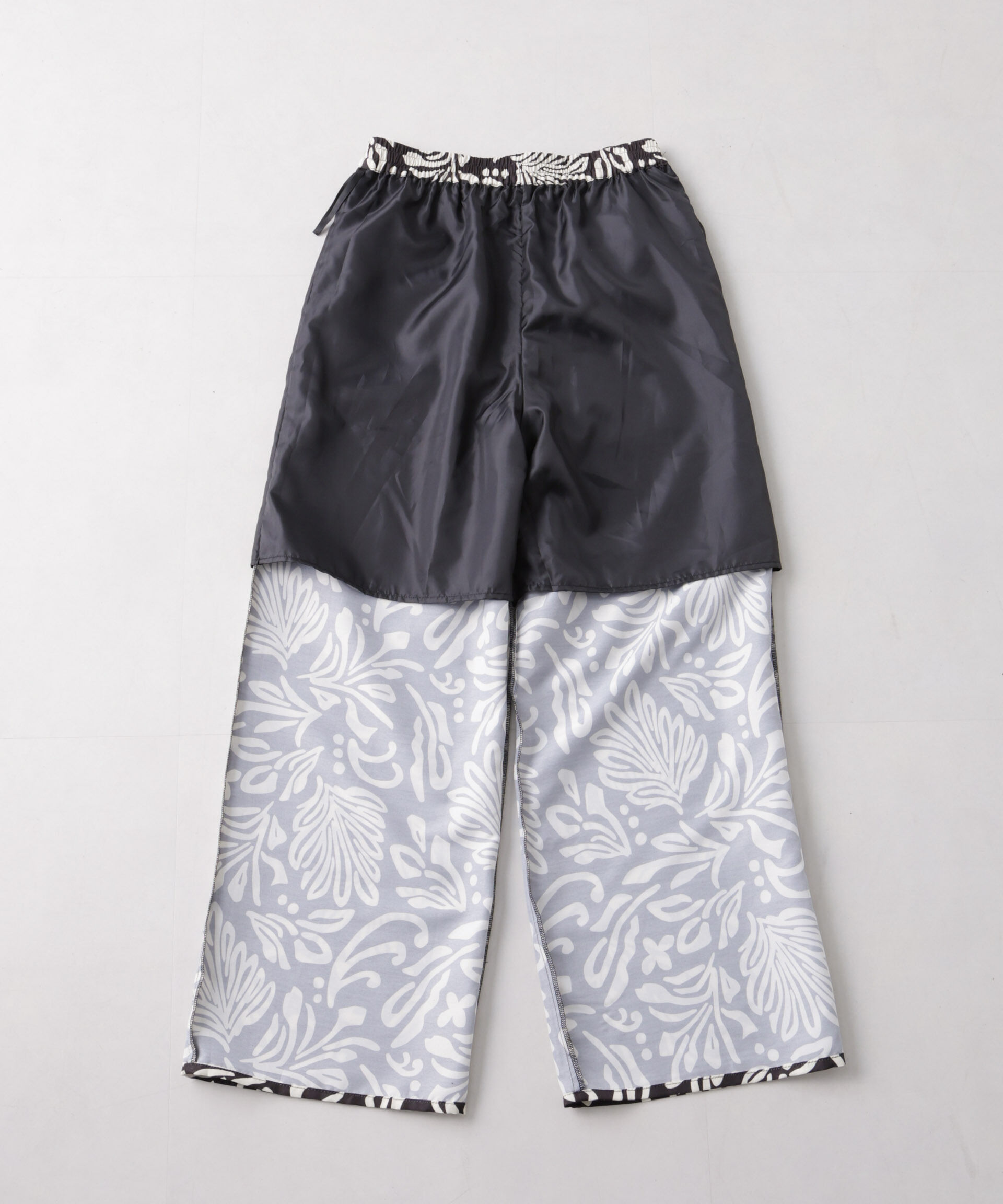 nano･universe「ボタニカルプリントイージーワイドパンツ(セットアップ可)」|チノ|