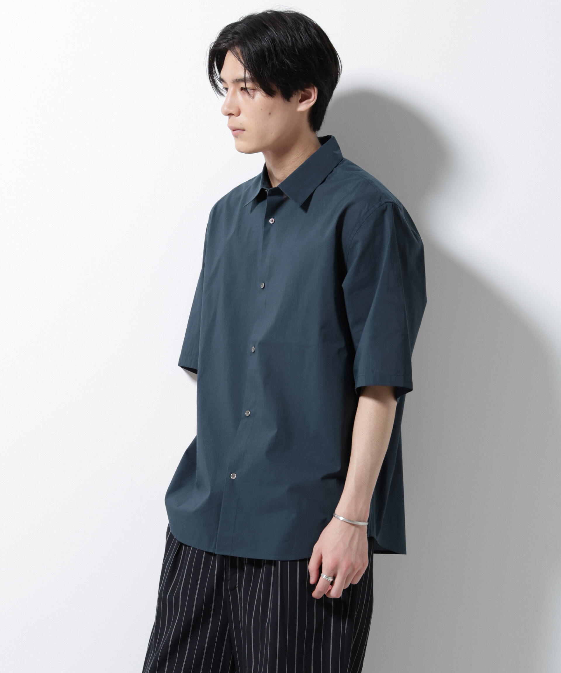 nano･universe「TEXBRID(R)レギュラーカラーシャツ 半袖」|シャツ・ブラウス|D.グリーン1