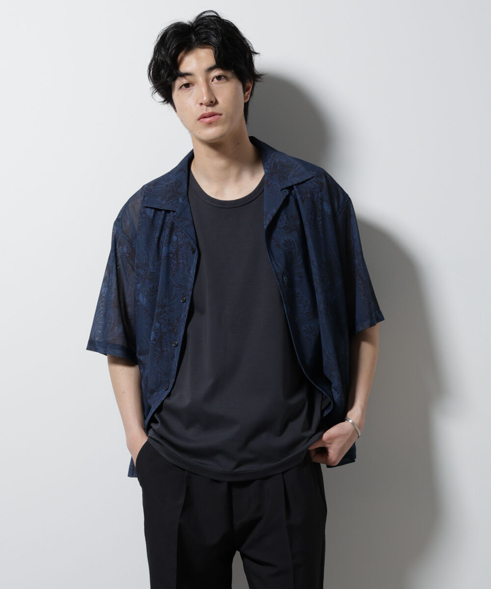 nano･universe「NORMANBROS別注 メッシュプリントシャツ 半袖」|シャツ・ブラウス|