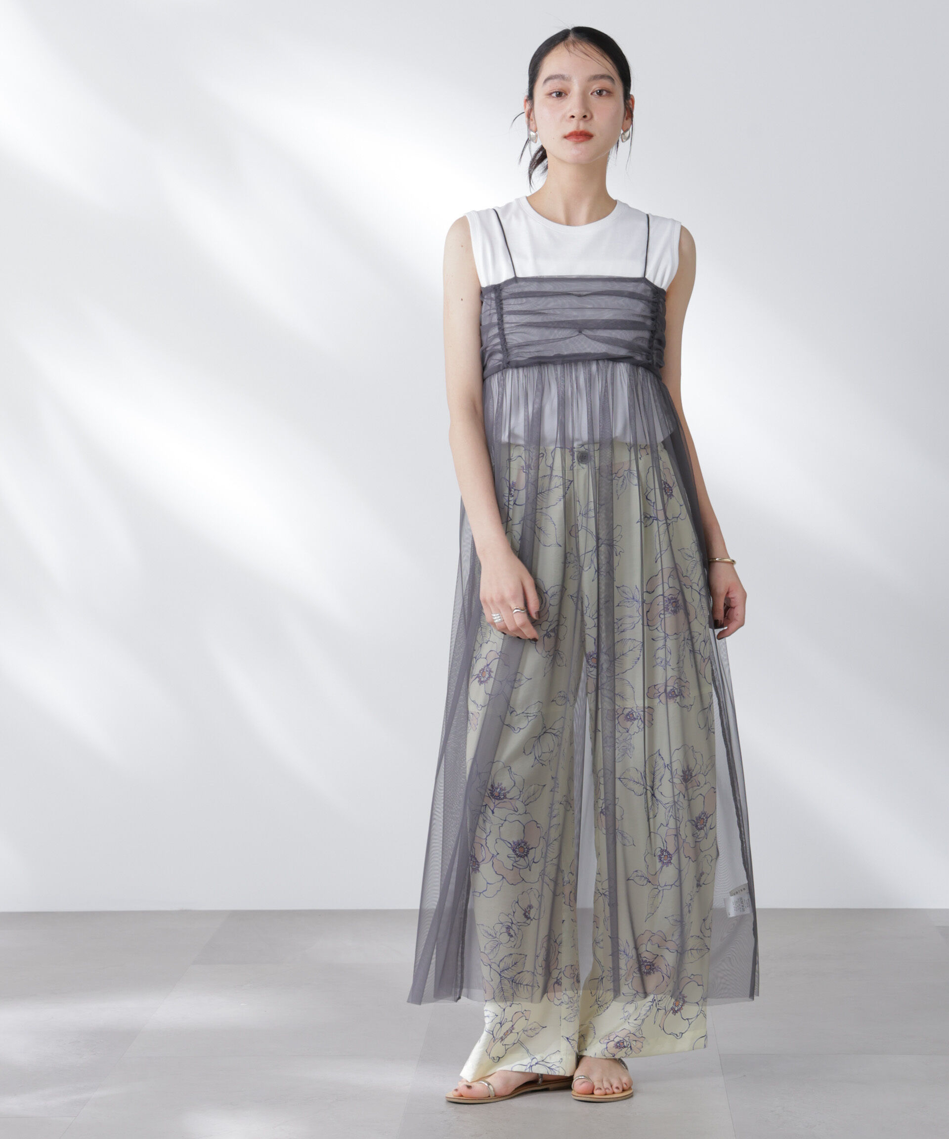 nano･universe「チュールキャミ&times;カットワンピースセット」|ワンピース|