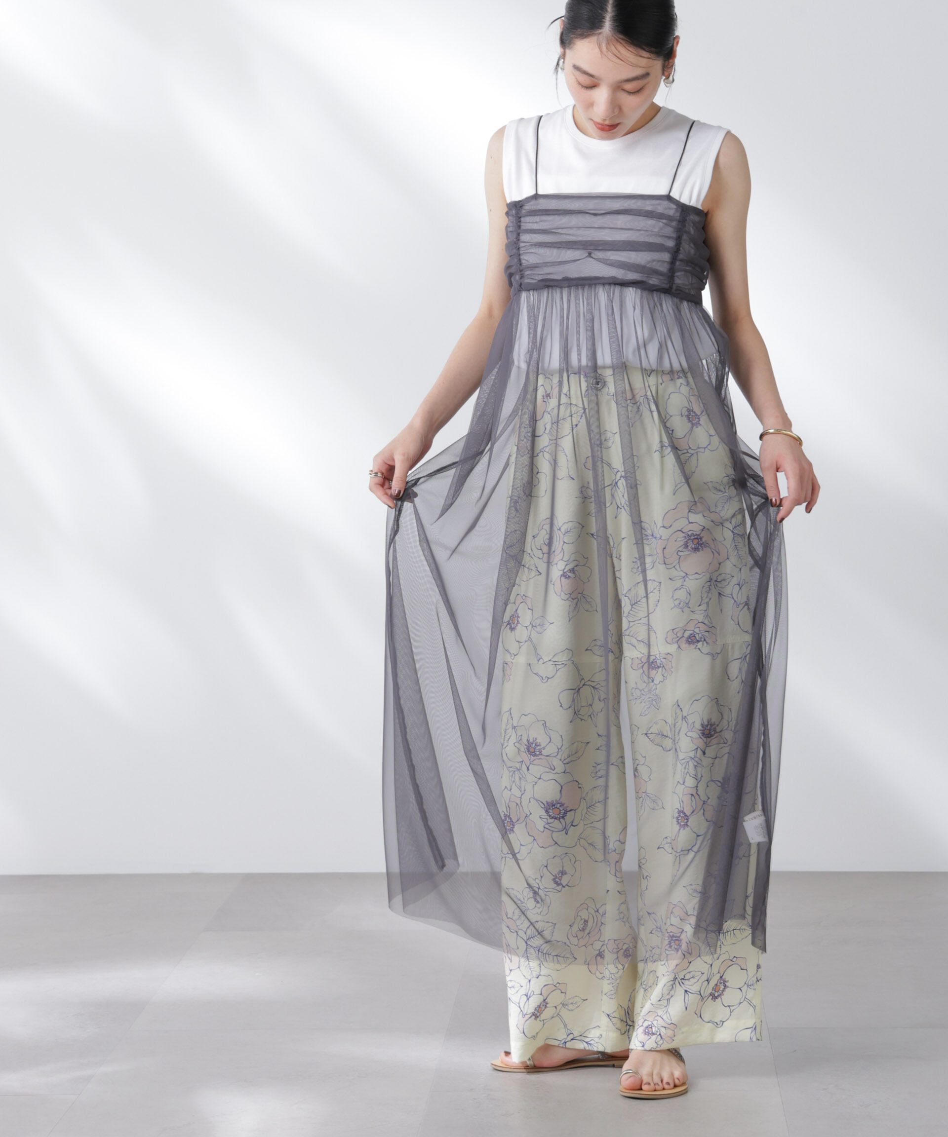 nano･universe「チュールキャミ&times;カットワンピースセット」|ワンピース|