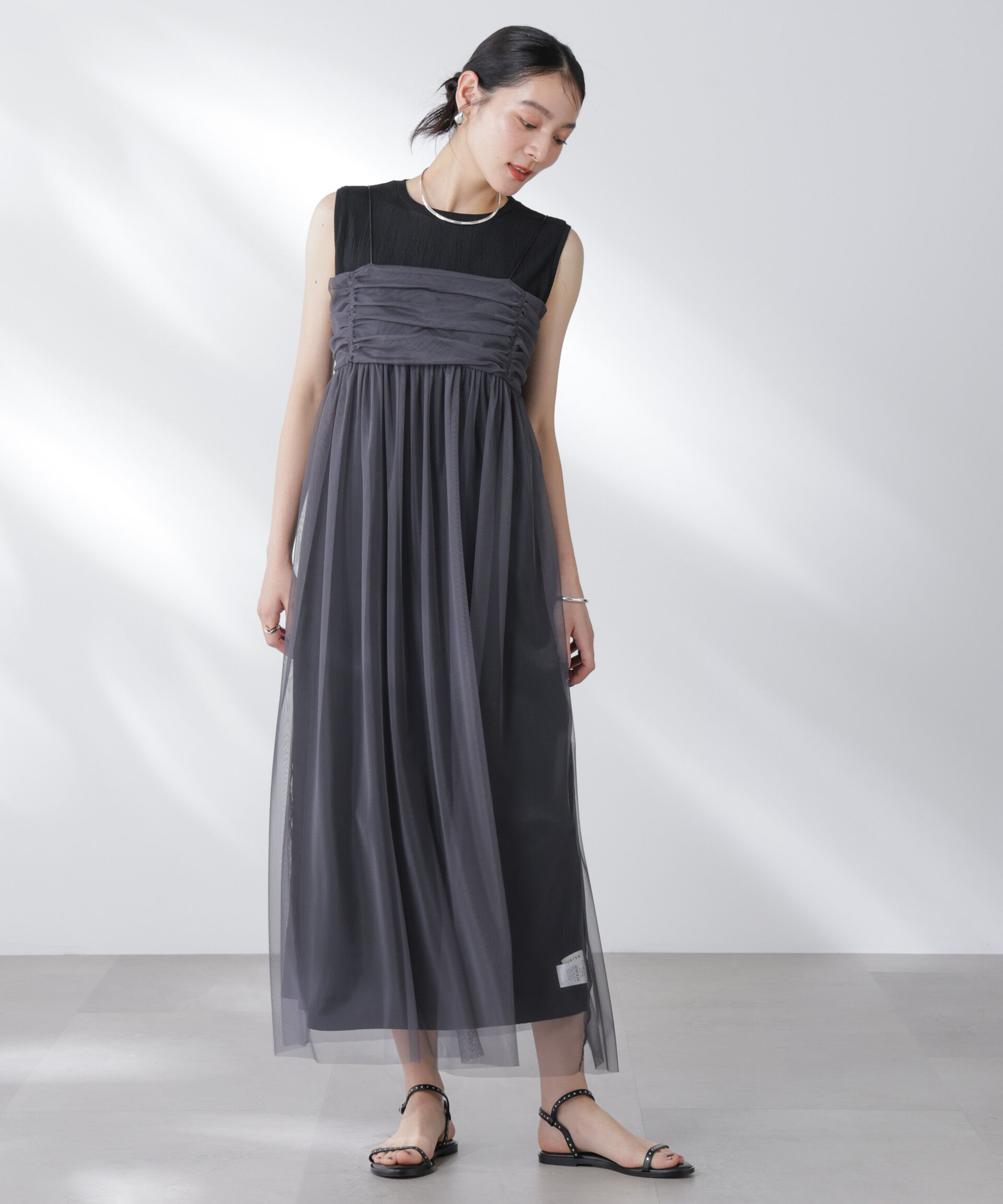 nano･universe「チュールキャミ&times;カットワンピースセット」|ワンピース|