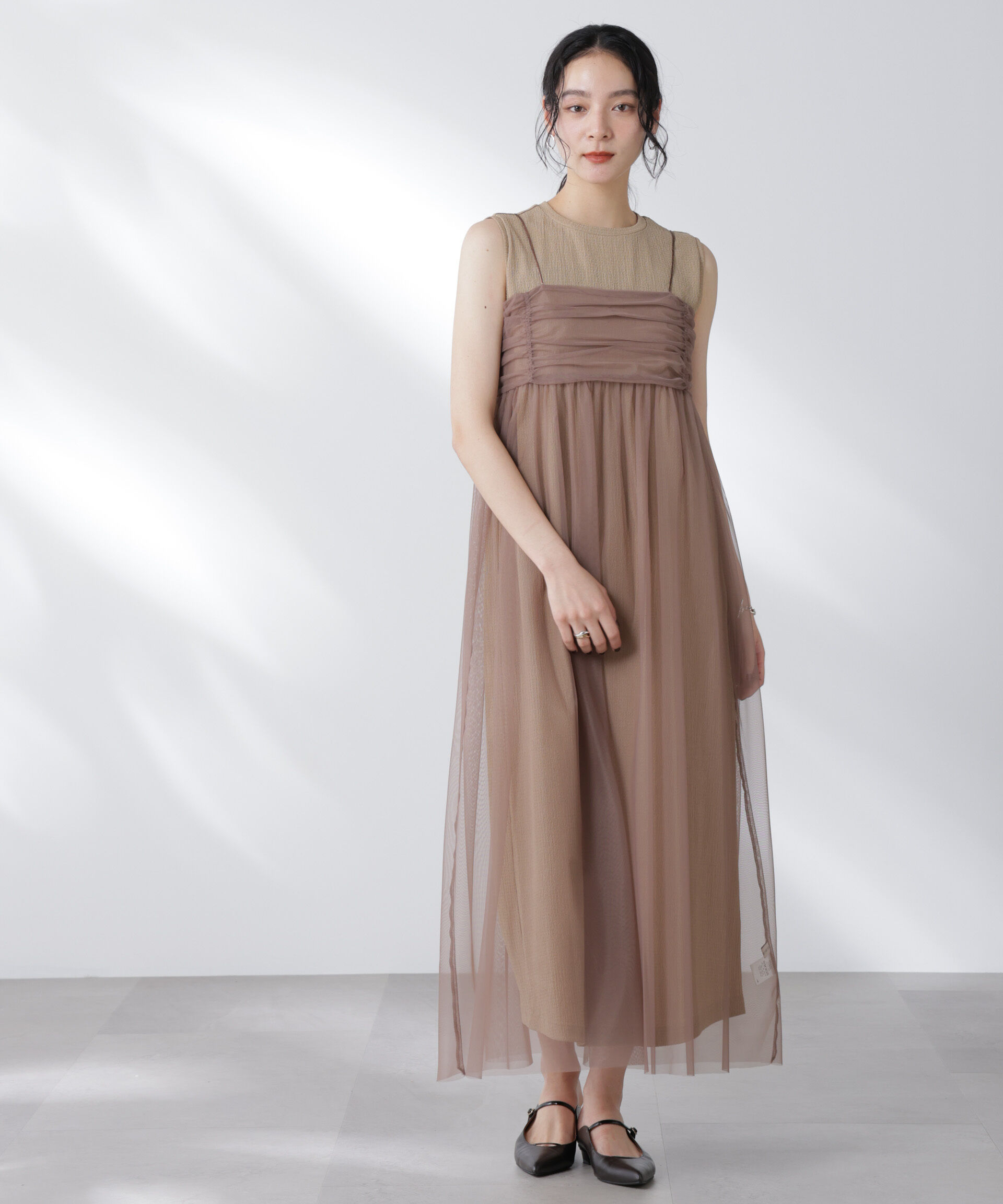 nano･universe「チュールキャミ&times;カットワンピースセット」|ワンピース|