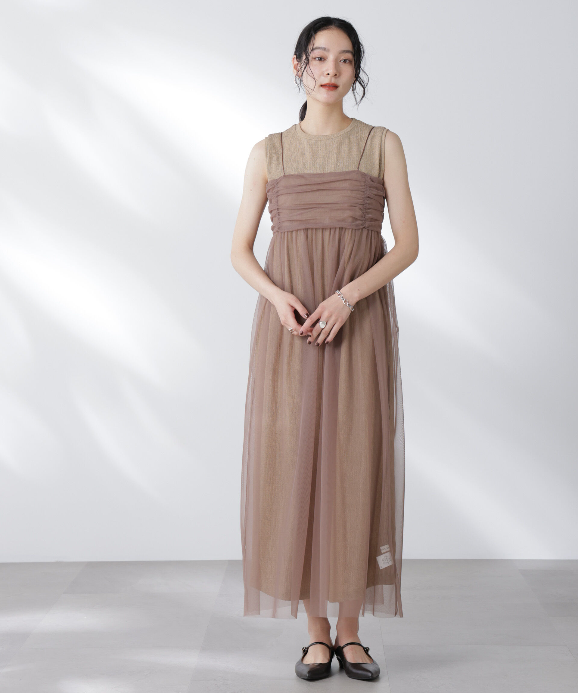 nano･universe「チュールキャミ&times;カットワンピースセット」|ワンピース|