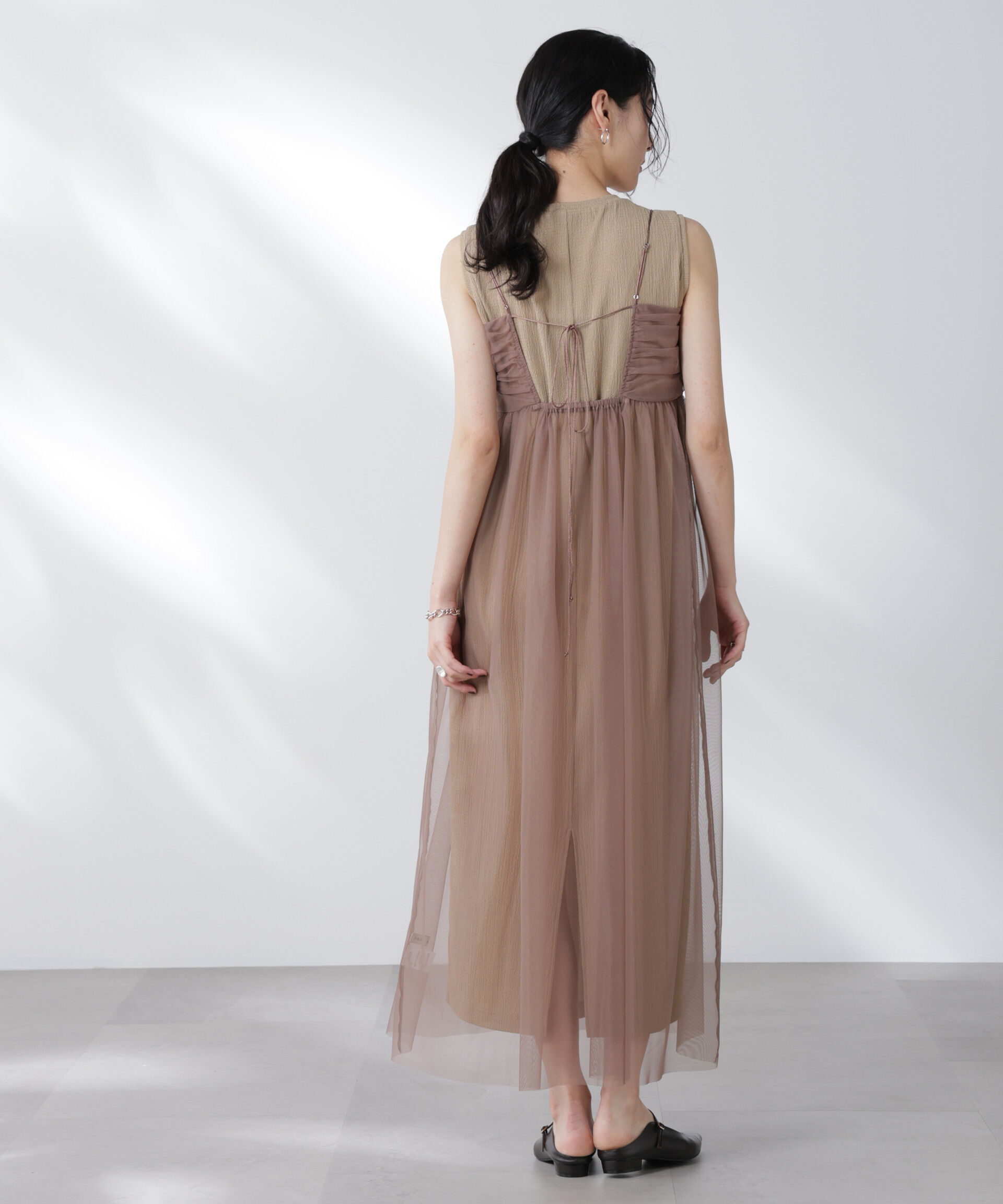 nano･universe「チュールキャミ&times;カットワンピースセット」|ワンピース|