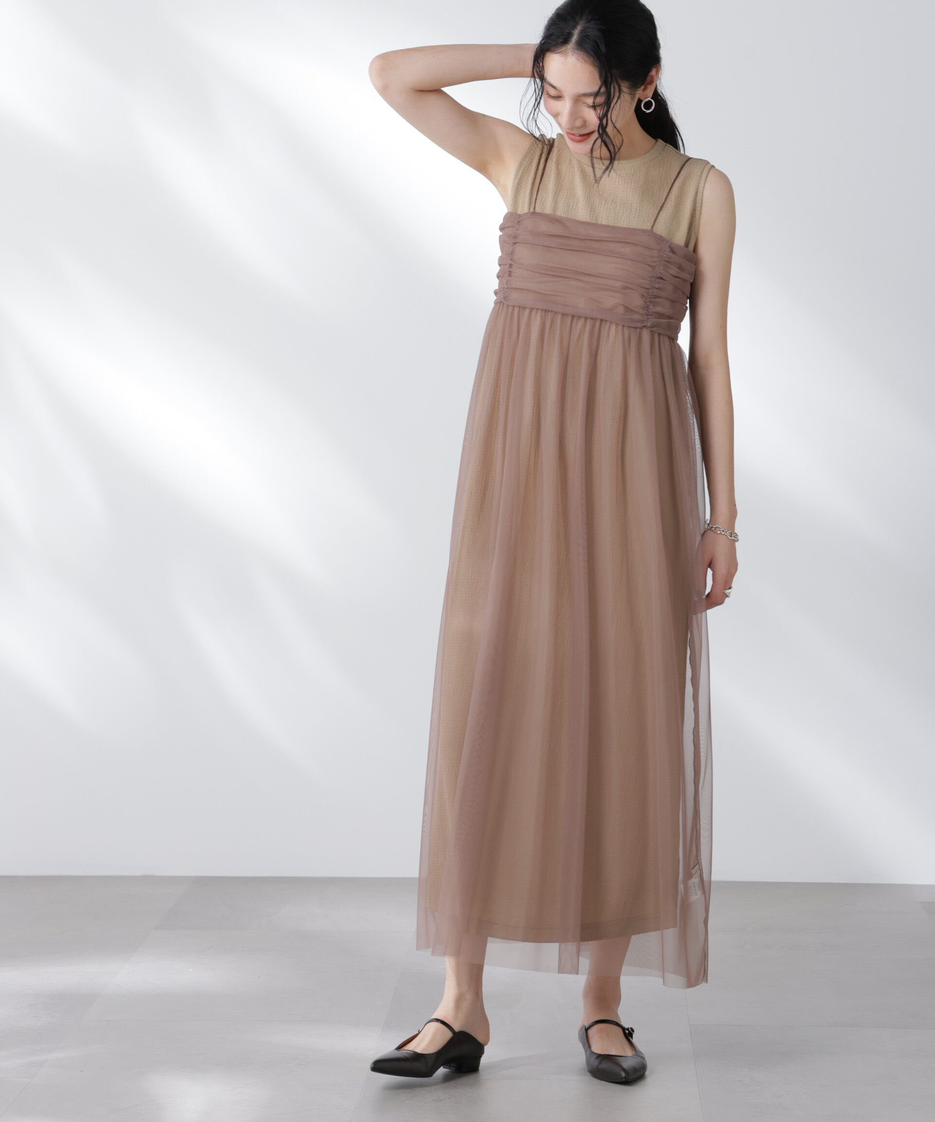 nano･universe「チュールキャミ&times;カットワンピースセット」|ワンピース|