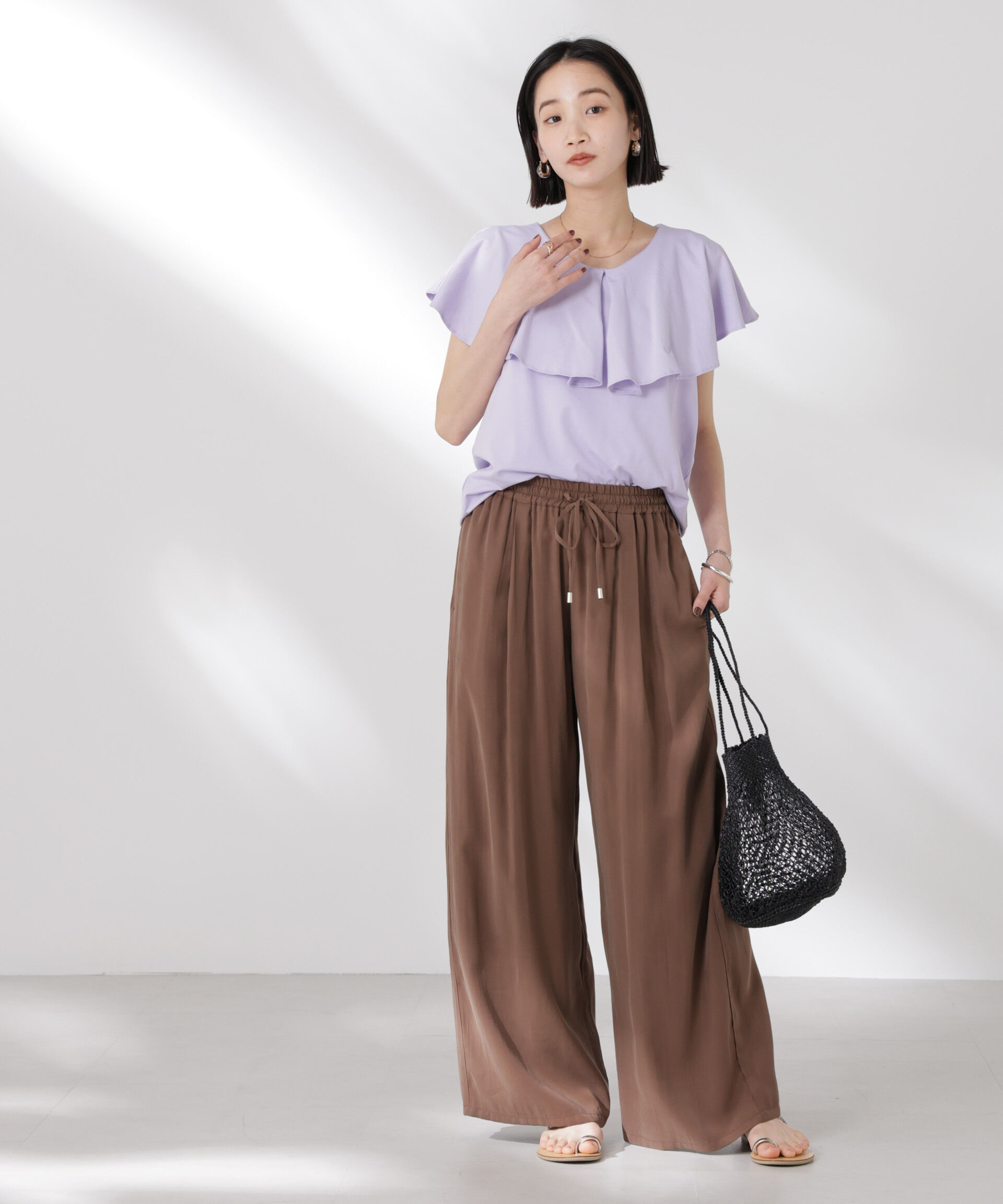 nano･universe「ラッフルカラーカットノースリーブトップス」|Tシャツ・カットソー|