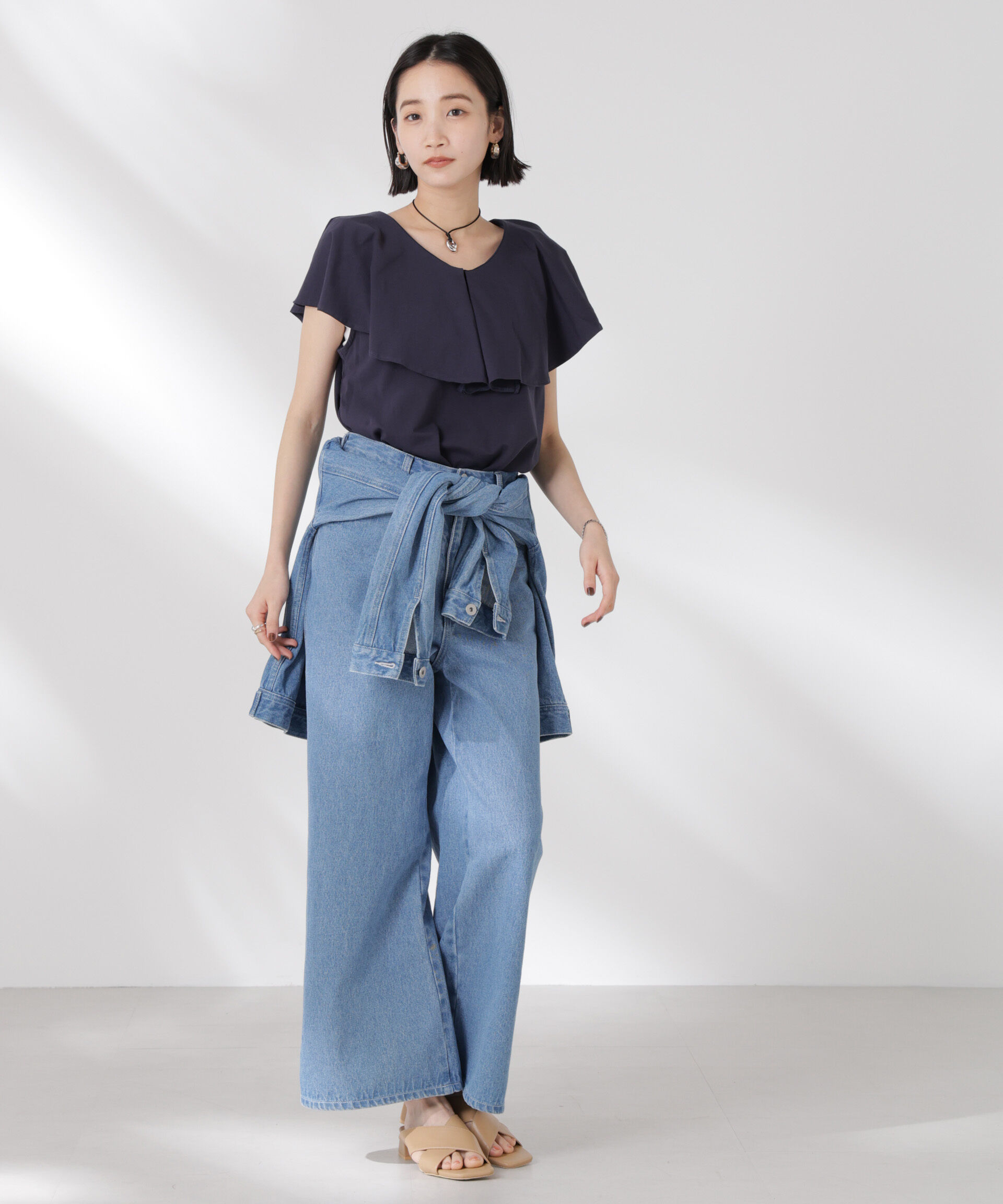 nano･universe「ラッフルカラーカットノースリーブトップス」|Tシャツ・カットソー|