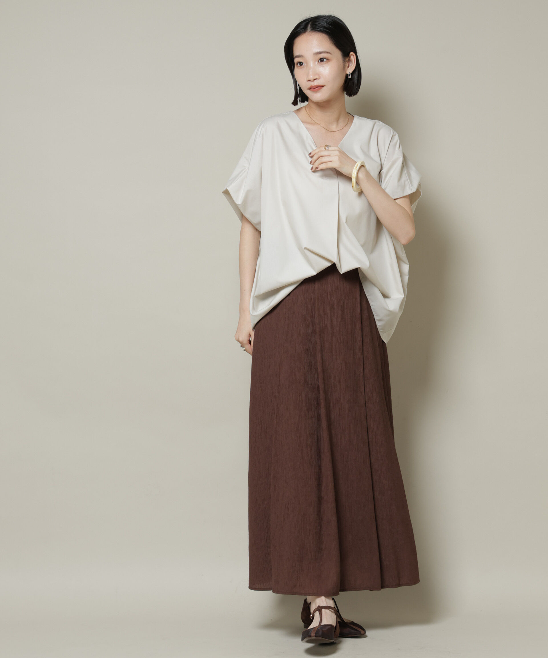 nano･universe「楊柳タックフレアスカート」|スカート|