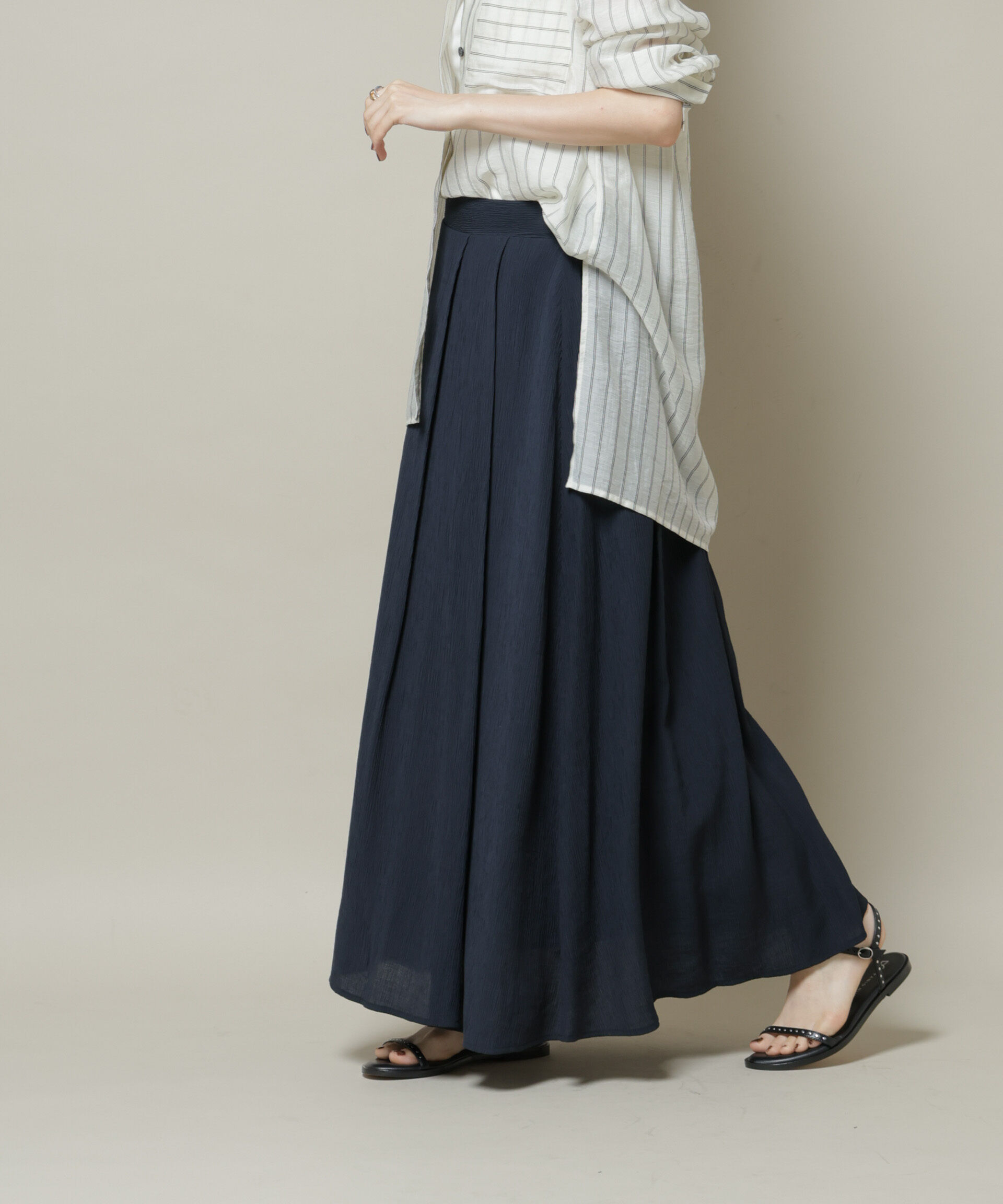 nano･universe「楊柳タックフレアスカート」|スカート|