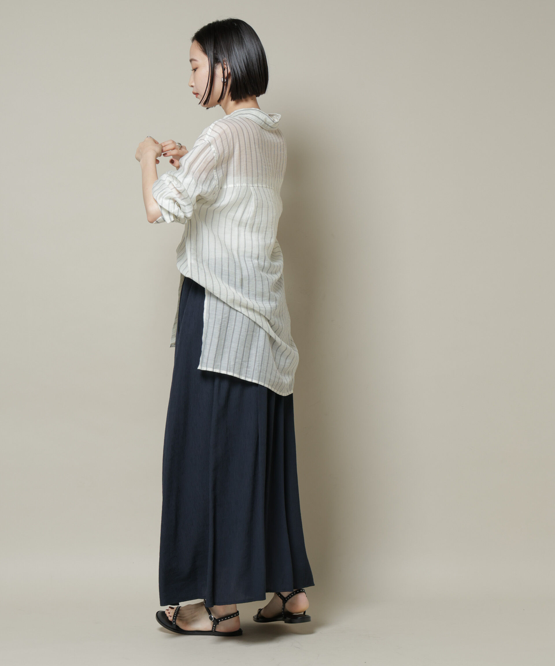 nano･universe「楊柳タックフレアスカート」|スカート|