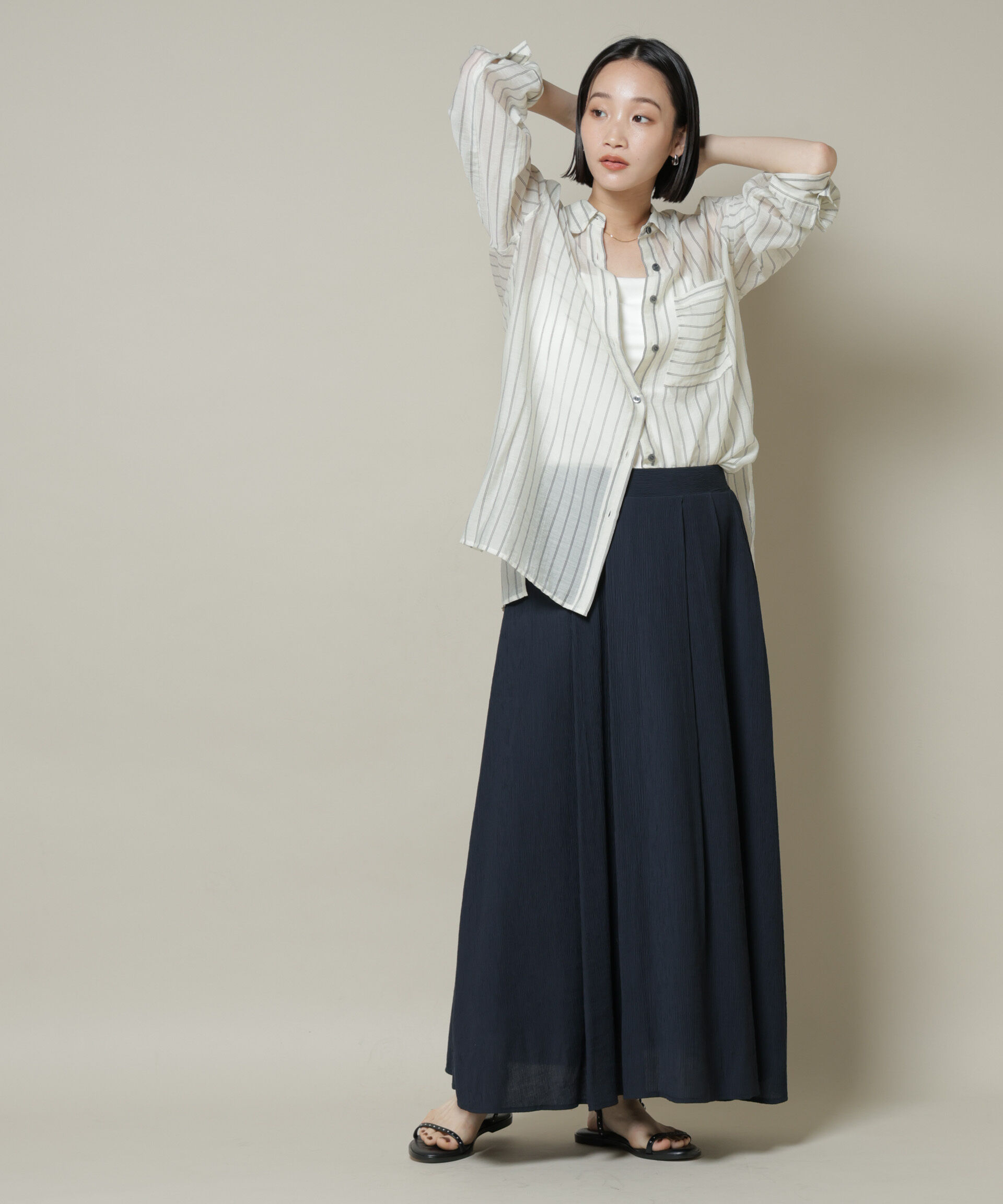 nano･universe「楊柳タックフレアスカート」|スカート|