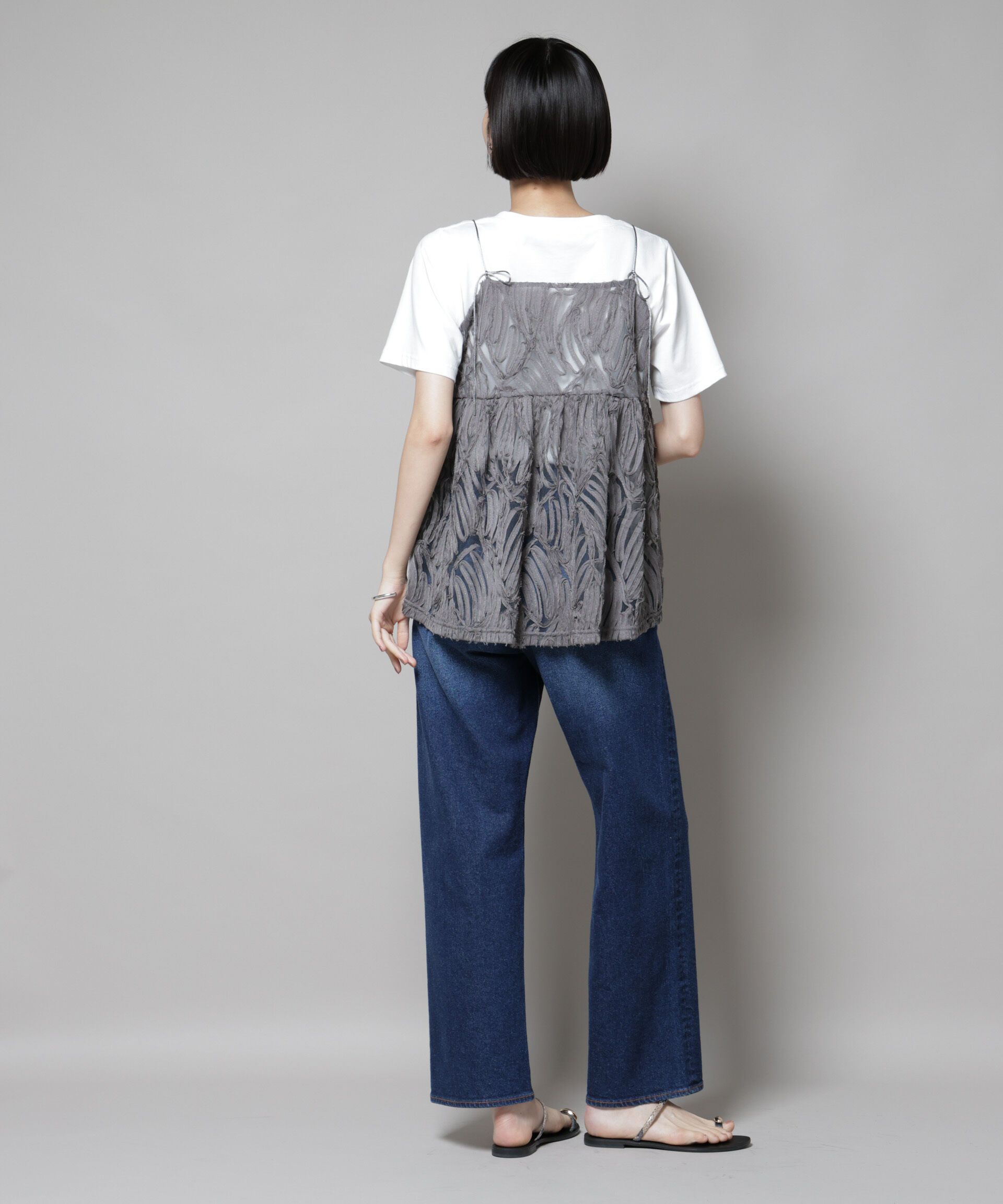 nano･universe「テープ刺繍チュール前後2wayキャミソールビスチェ(セットアップ可)」|シャツ・ブラウス|