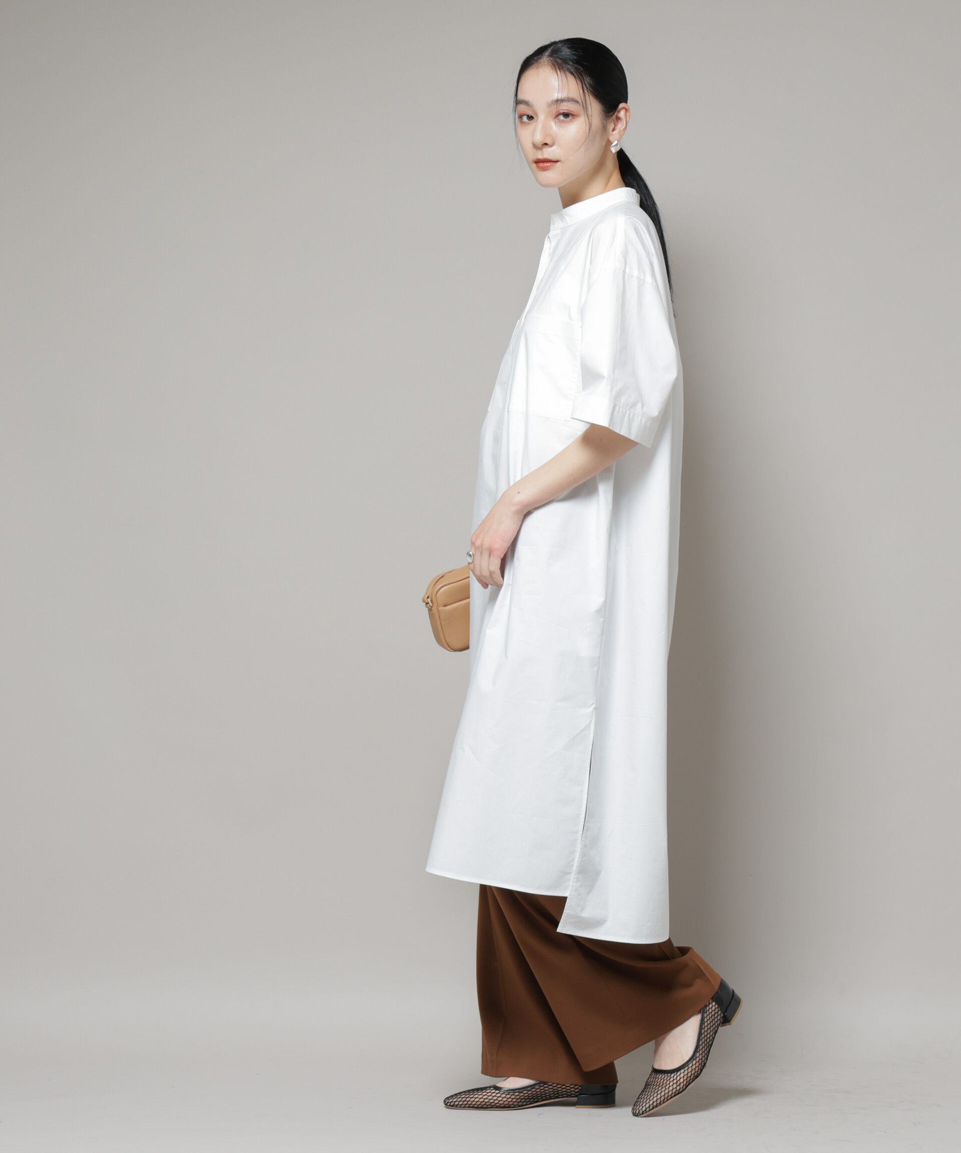 nano･universe「Ｗポケットハーフスリーブシャツワンピース」|ワンピース|