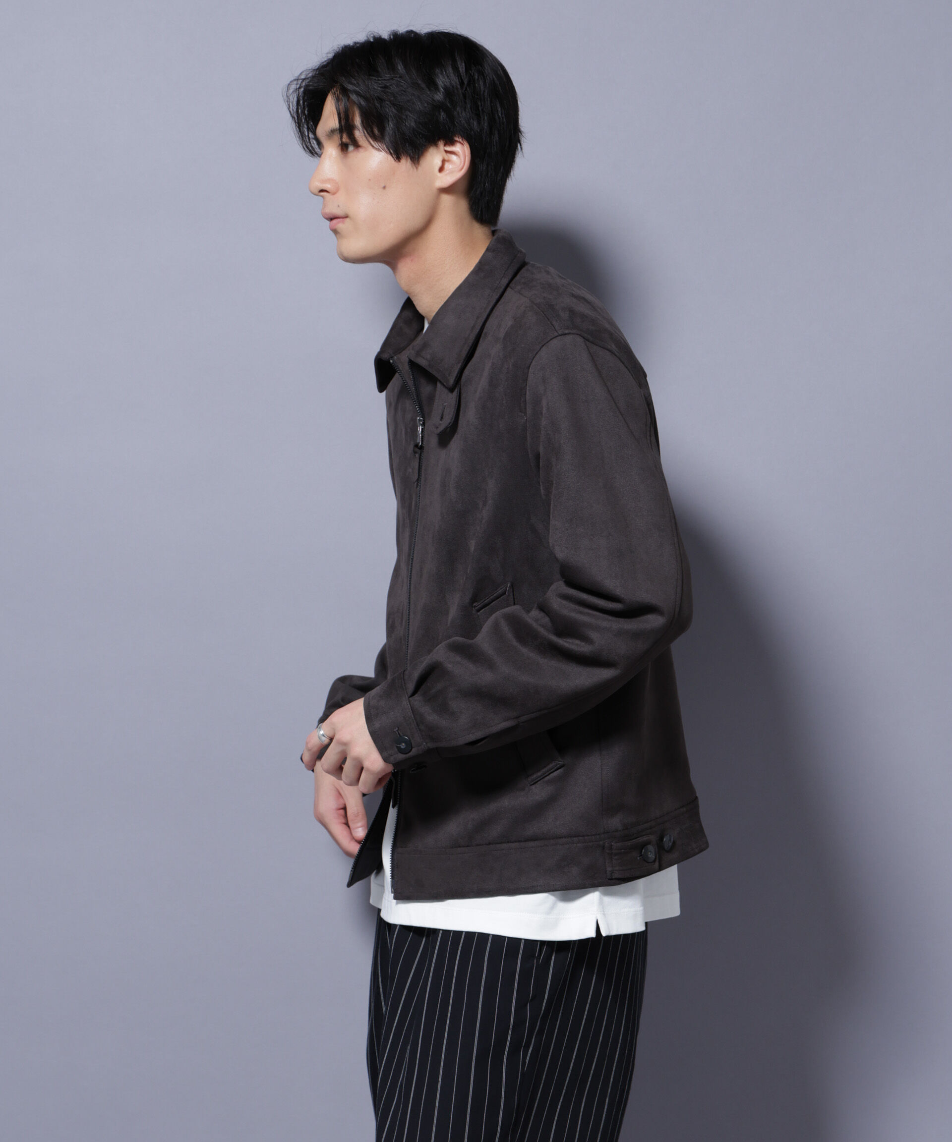 nano･universe「フェイクスエードブルゾン」|ブルゾン・スタジャン|