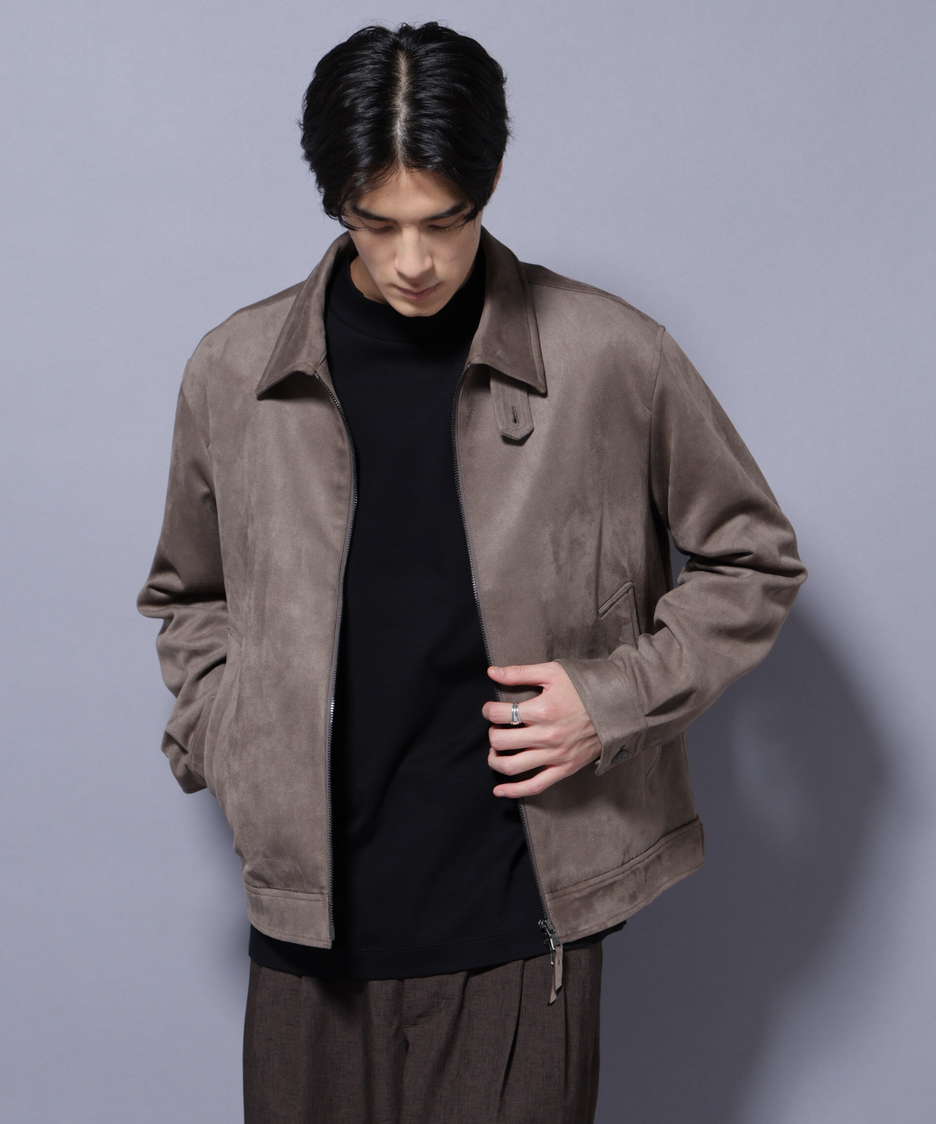 nano･universe「フェイクスエードブルゾン」|ブルゾン・スタジャン|