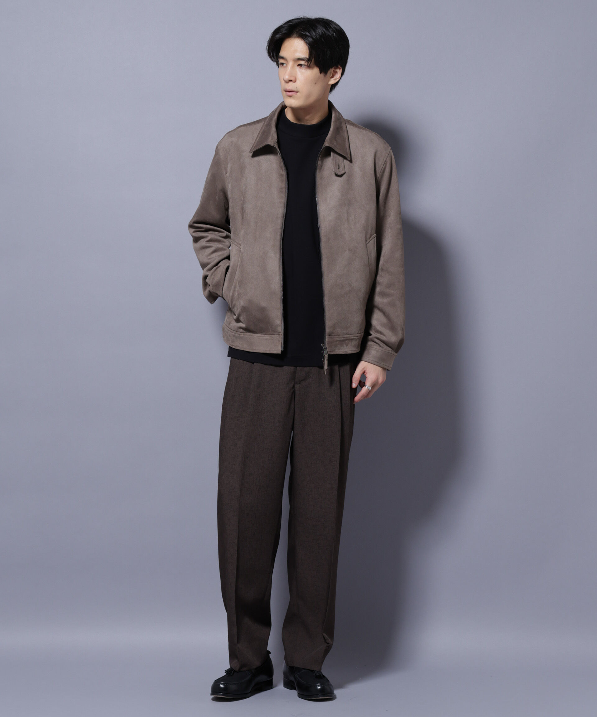 nano･universe「フェイクスエードブルゾン」|ブルゾン・スタジャン|