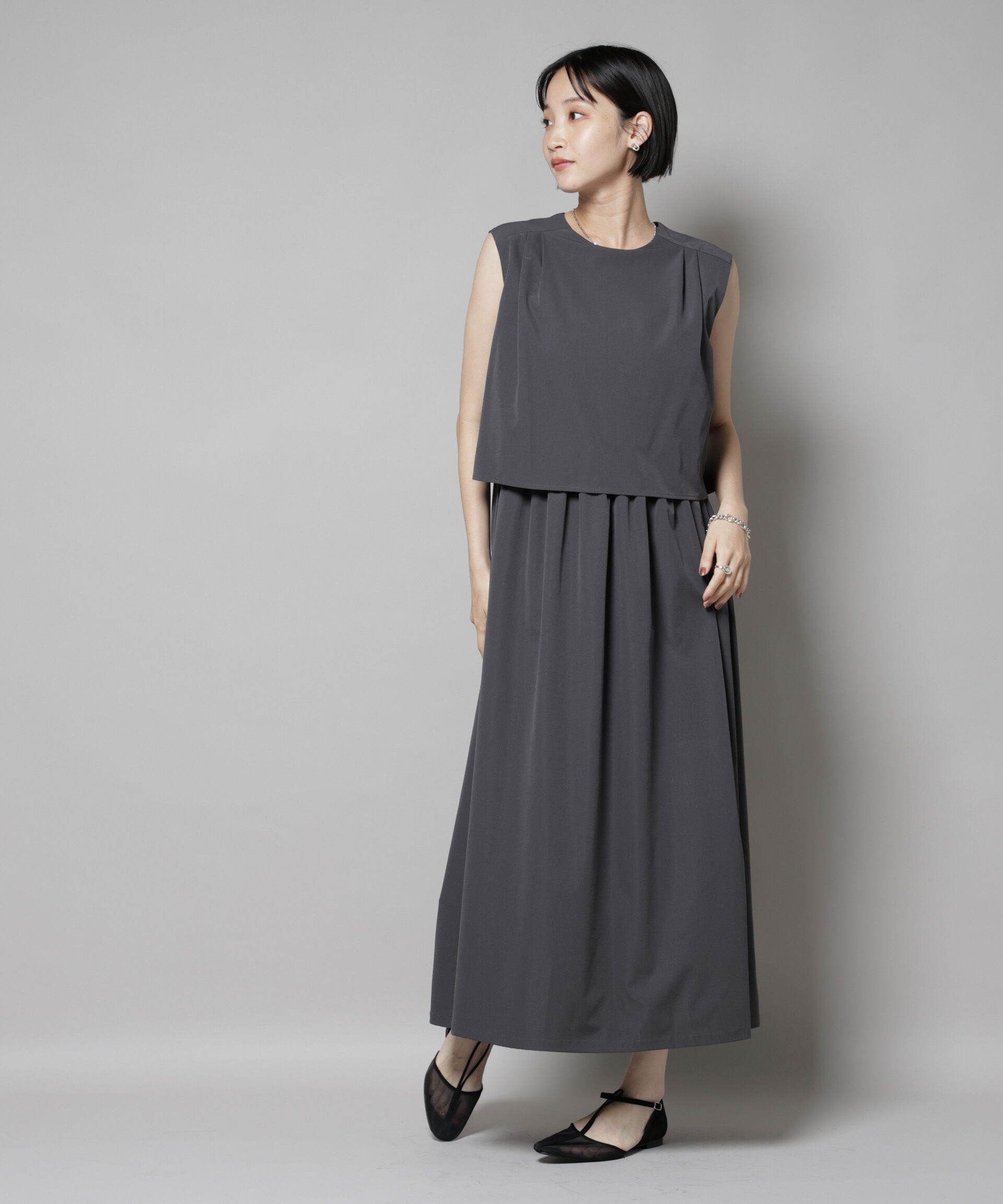 nano･universe「セットアップ風ノースリーブワンピース」|ワンピース|